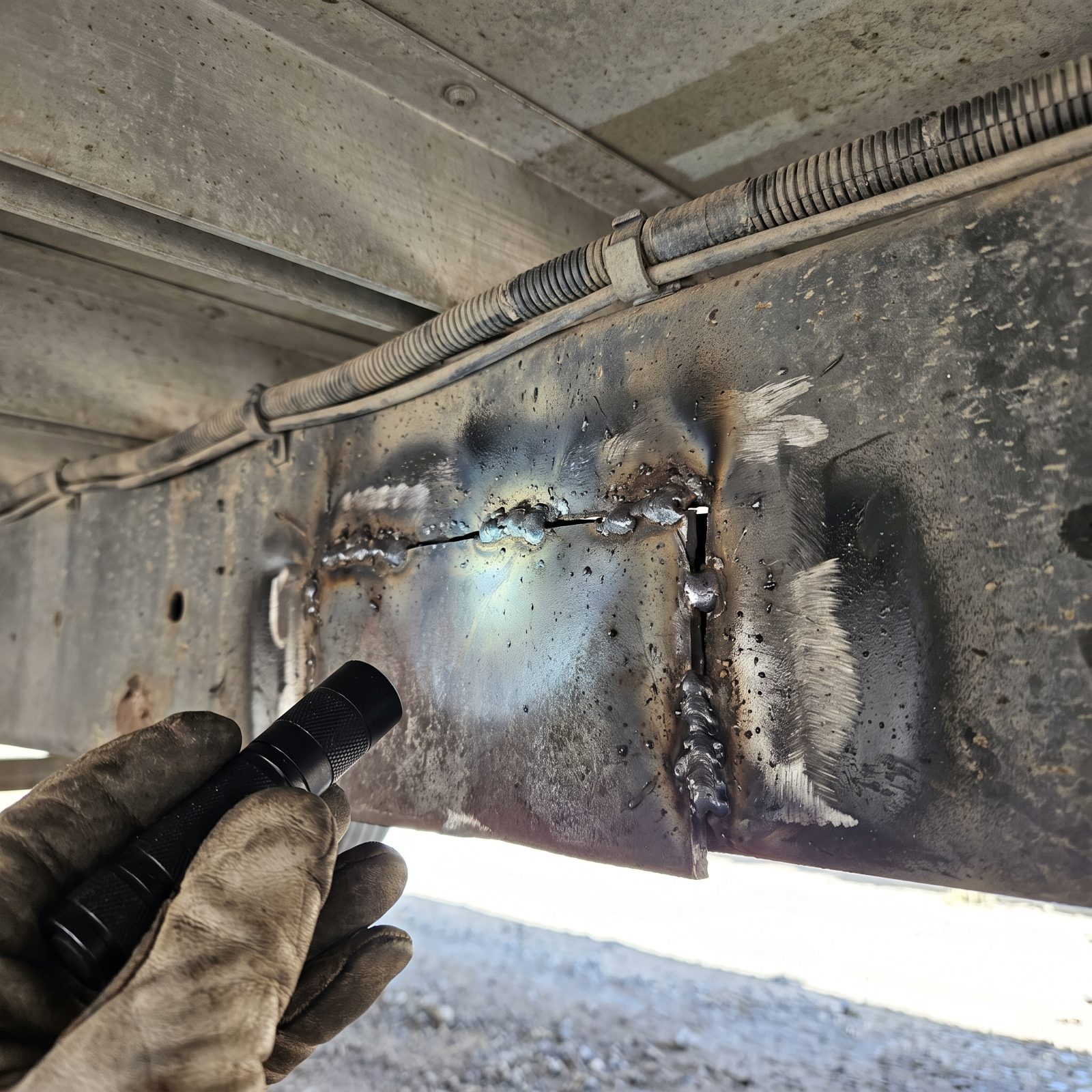 Crude Welds or Reinforcement Plates on the Frame
