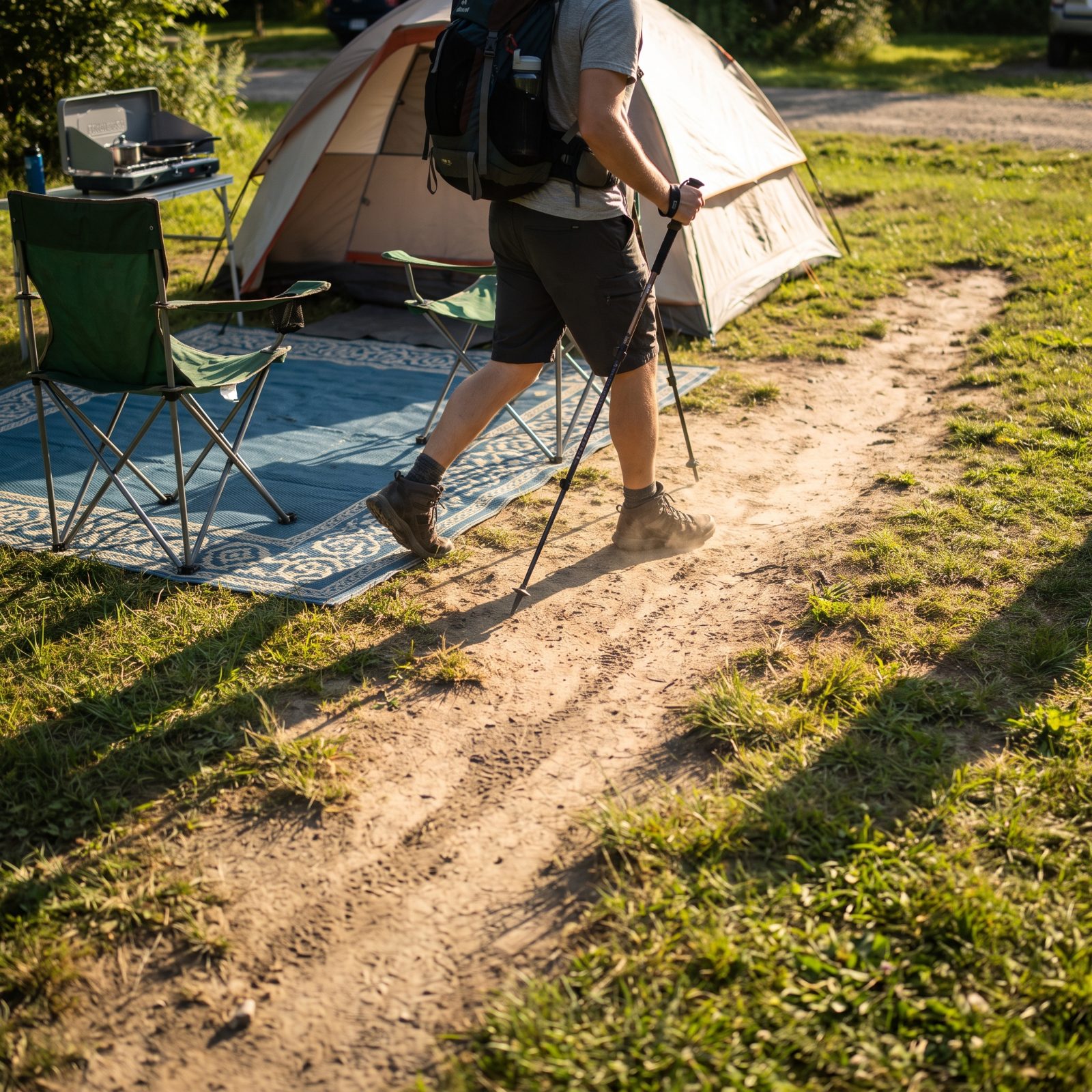 Cutting Through Occupied Campsites Instead of Walking the Road