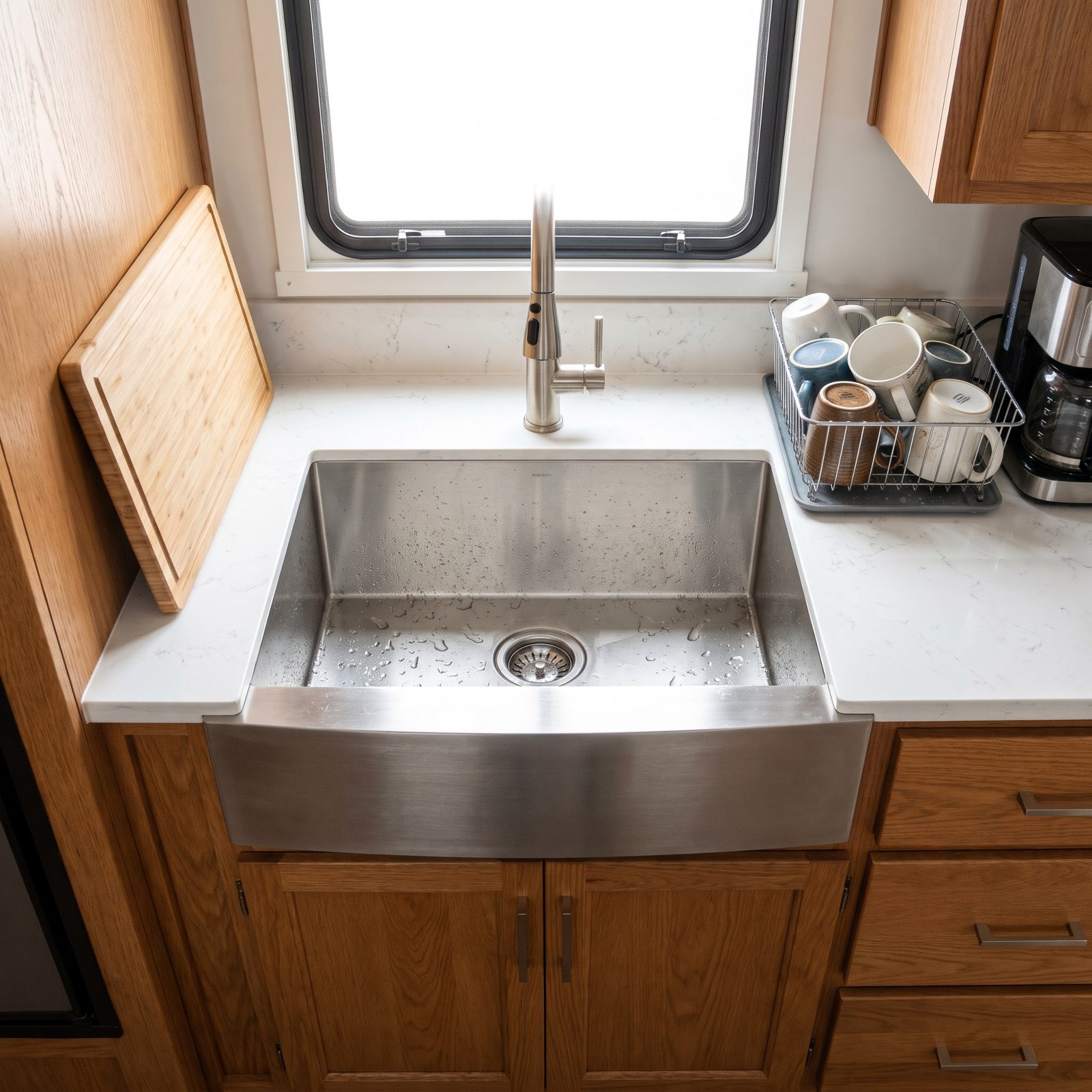 The Deep Farmhouse Sink That Devours Your Only Counter Space