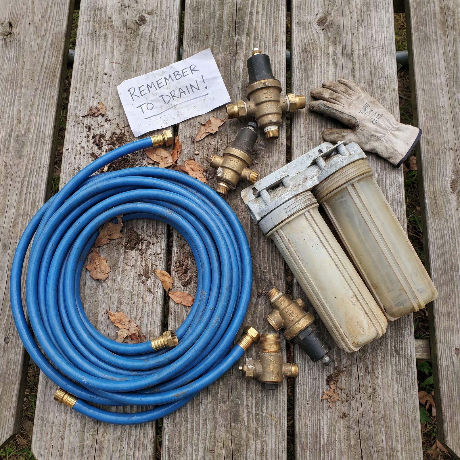 Drain the Hoses, Regulators and External Filter Housings Too
