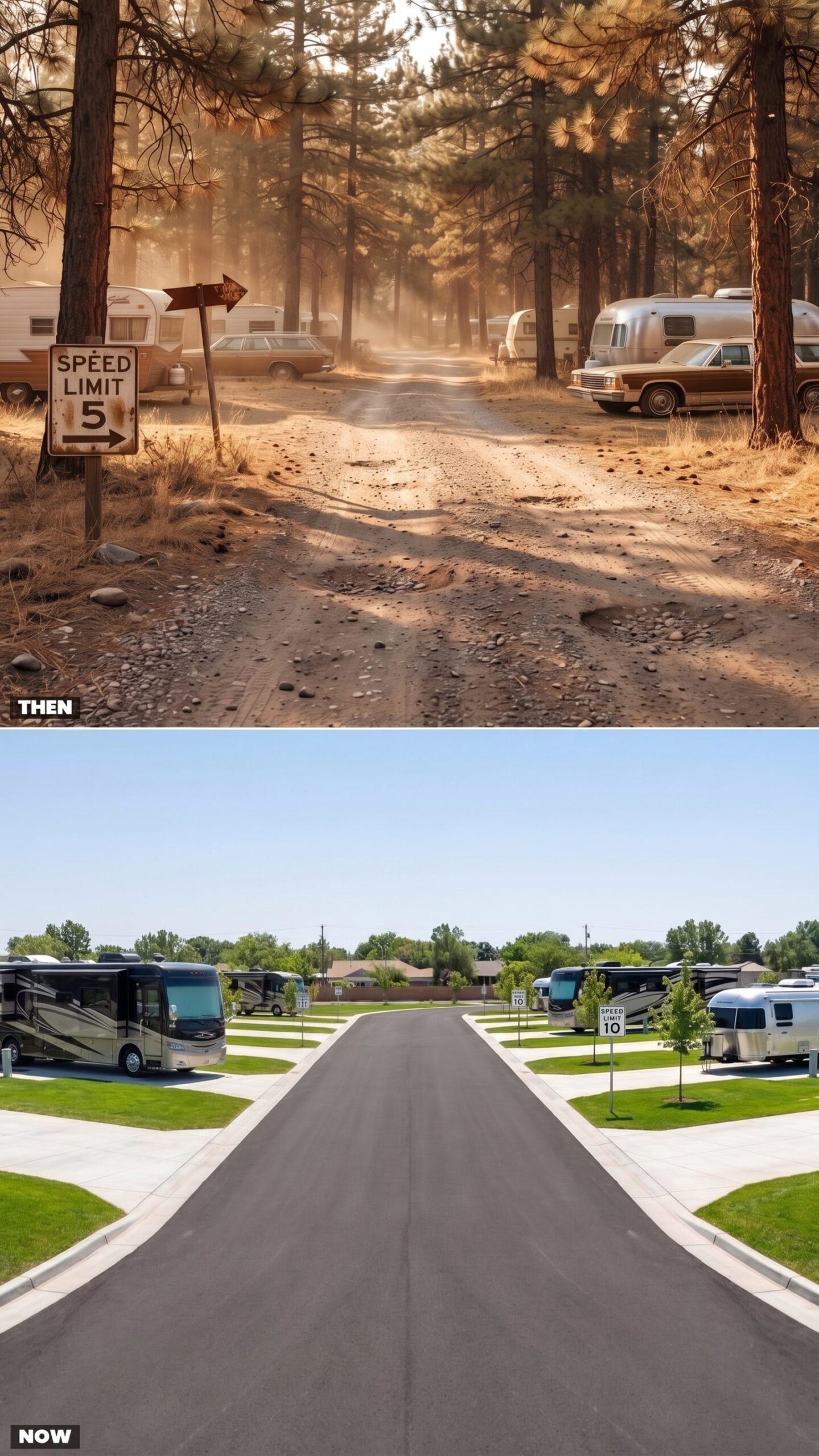 The Dusty Camp Road vs. the Paved, Curbed Resort Loop