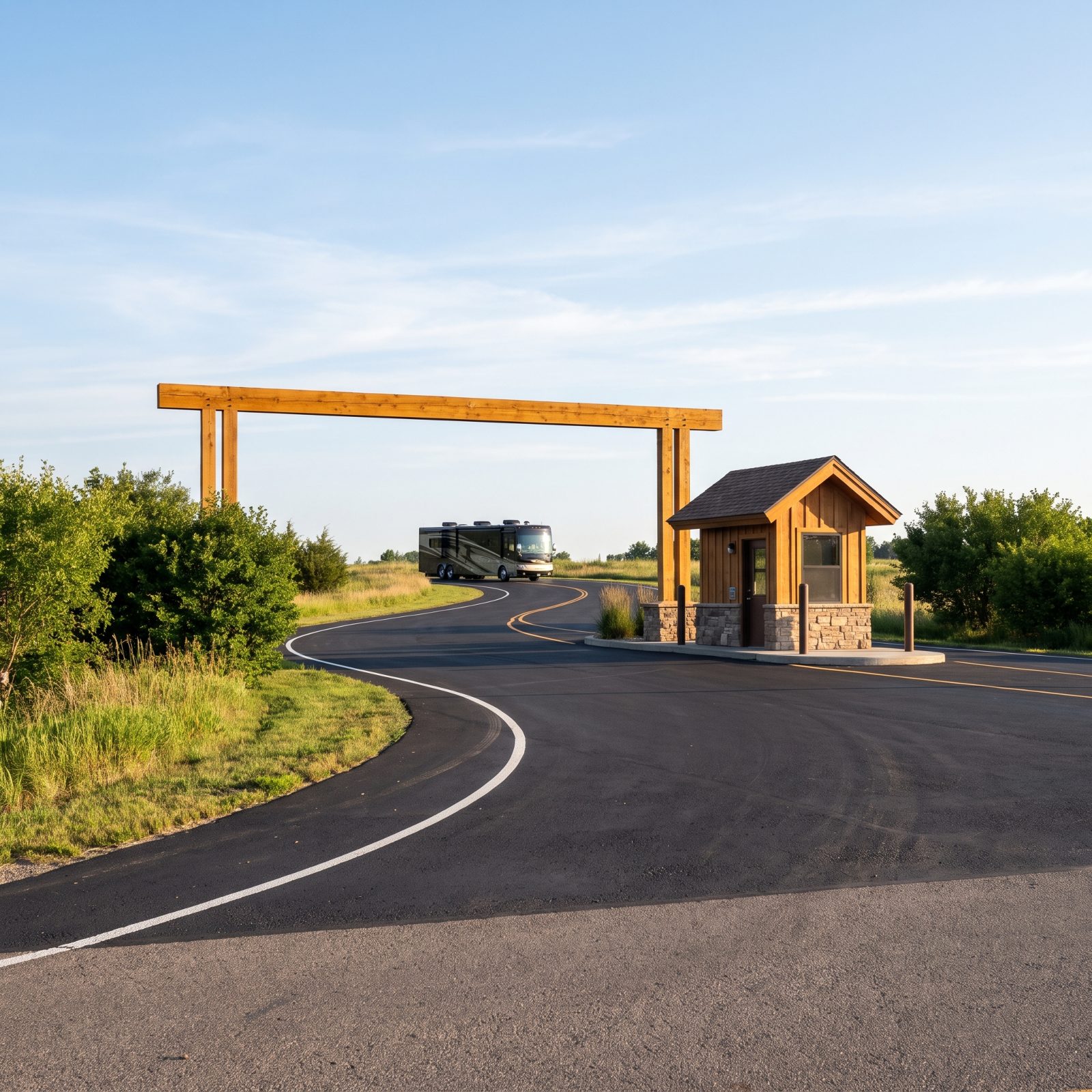 The Entrance Can Handle a Long Rig Without Backing Up