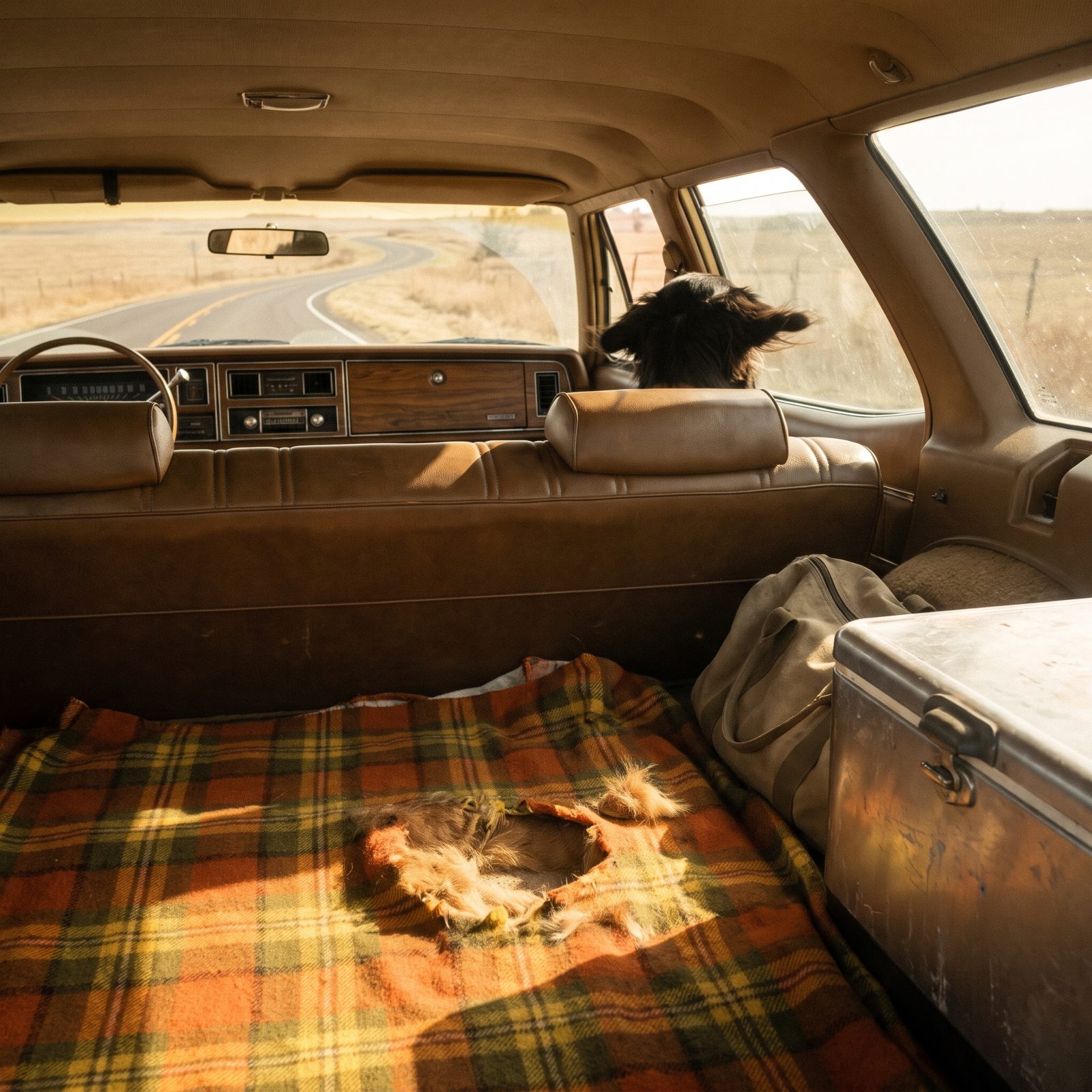 The Family Dog Riding Loose in the Back of the Wagon