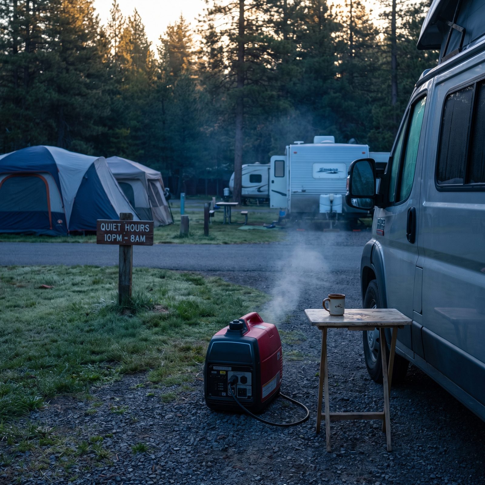 Firing Up the Generator Outside Posted Quiet Hours