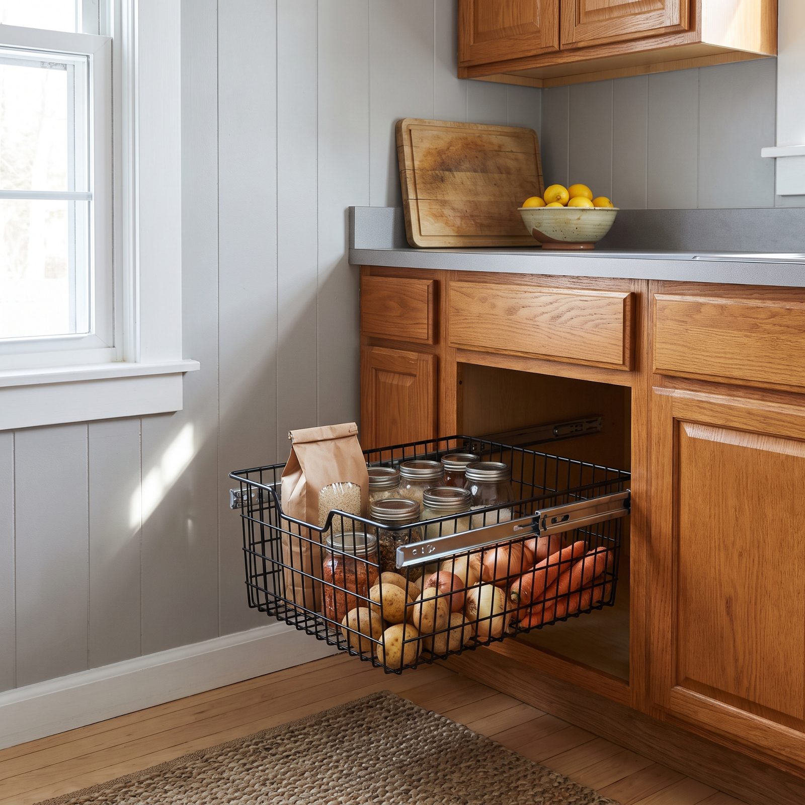 Fit Pull-Out Wire Baskets Into Lower Cabinets