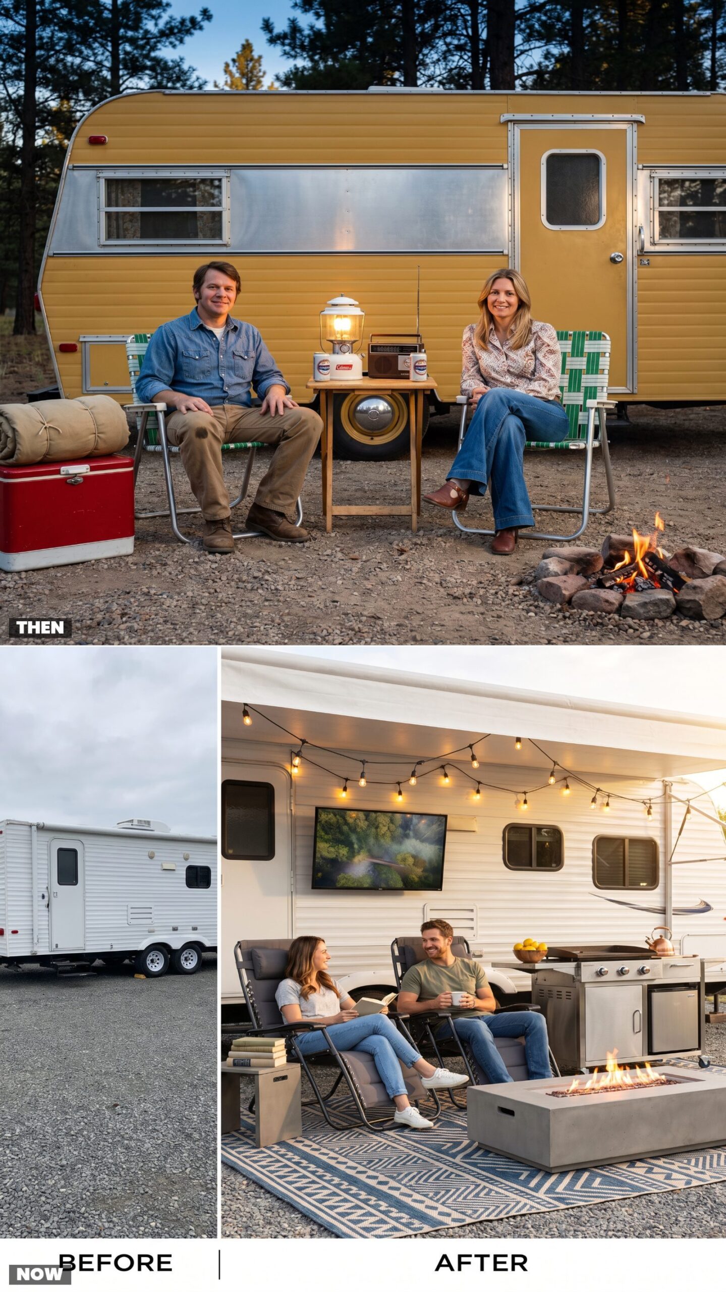 The Folding Lawn Chairs and Lantern vs. Today's Rugs, TVs, and Outdoor Kitchens
