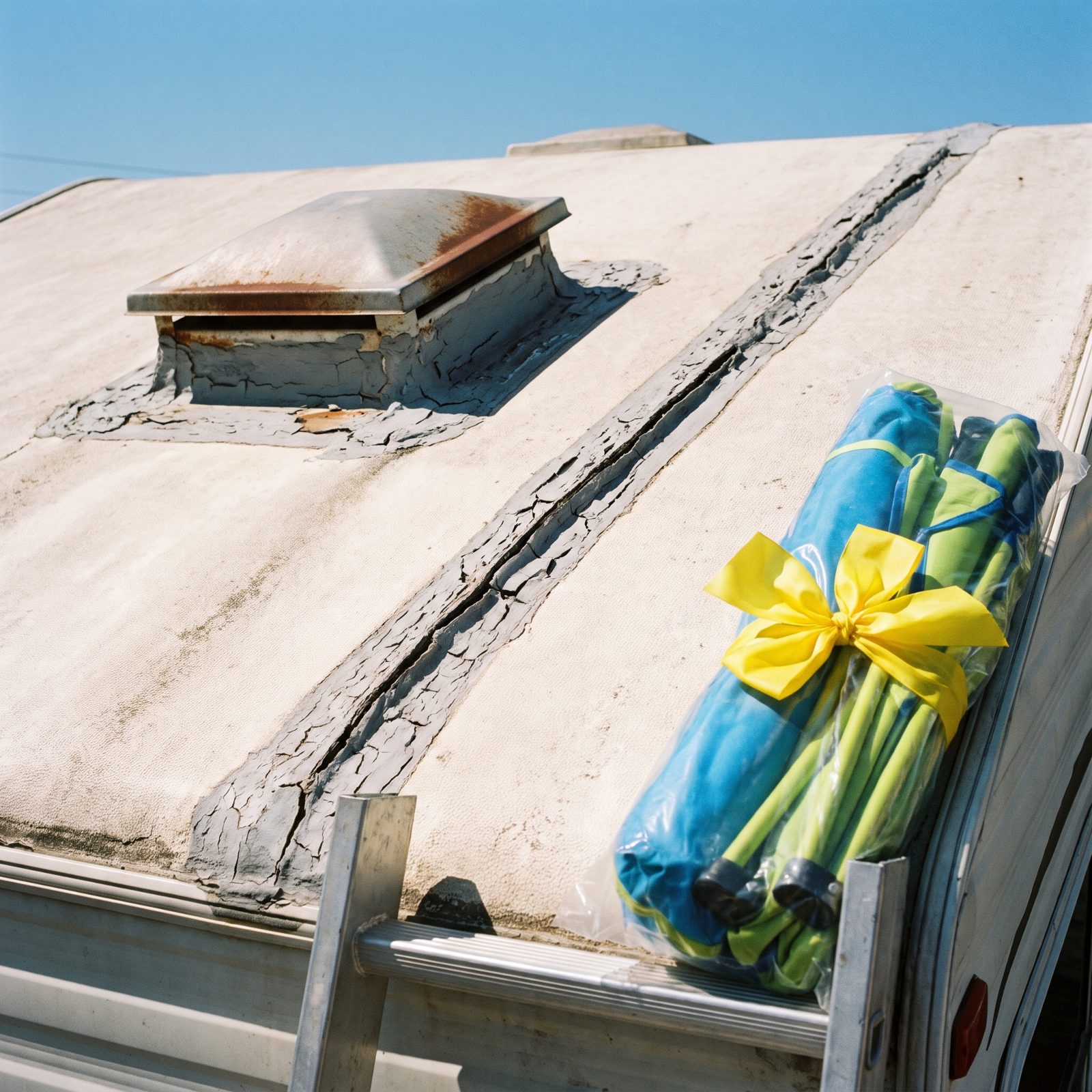 Free Camping Chairs Somehow Sweeten a Questionable Roof