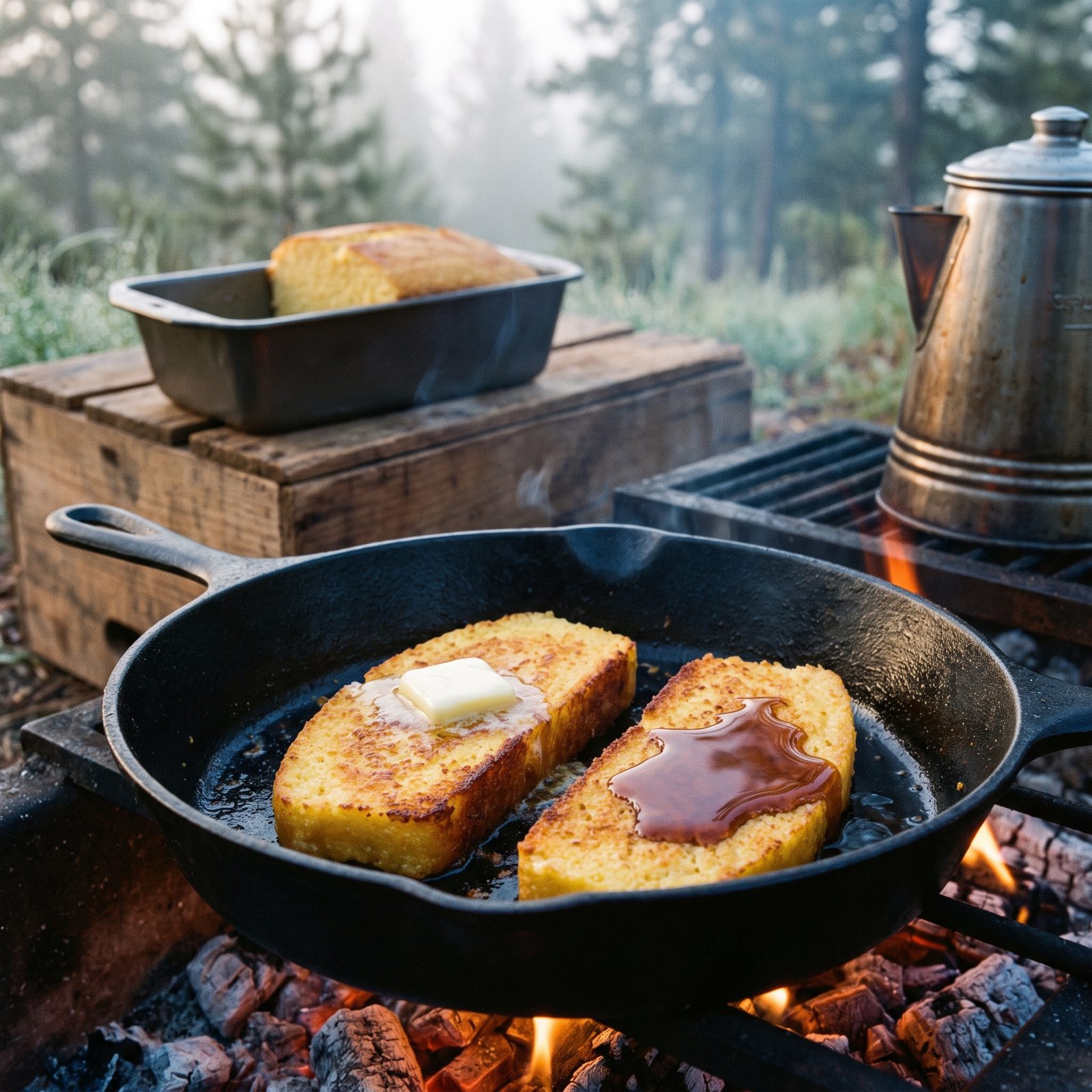 Fried Cornmeal Mush Slices for a Cold Camp Morning