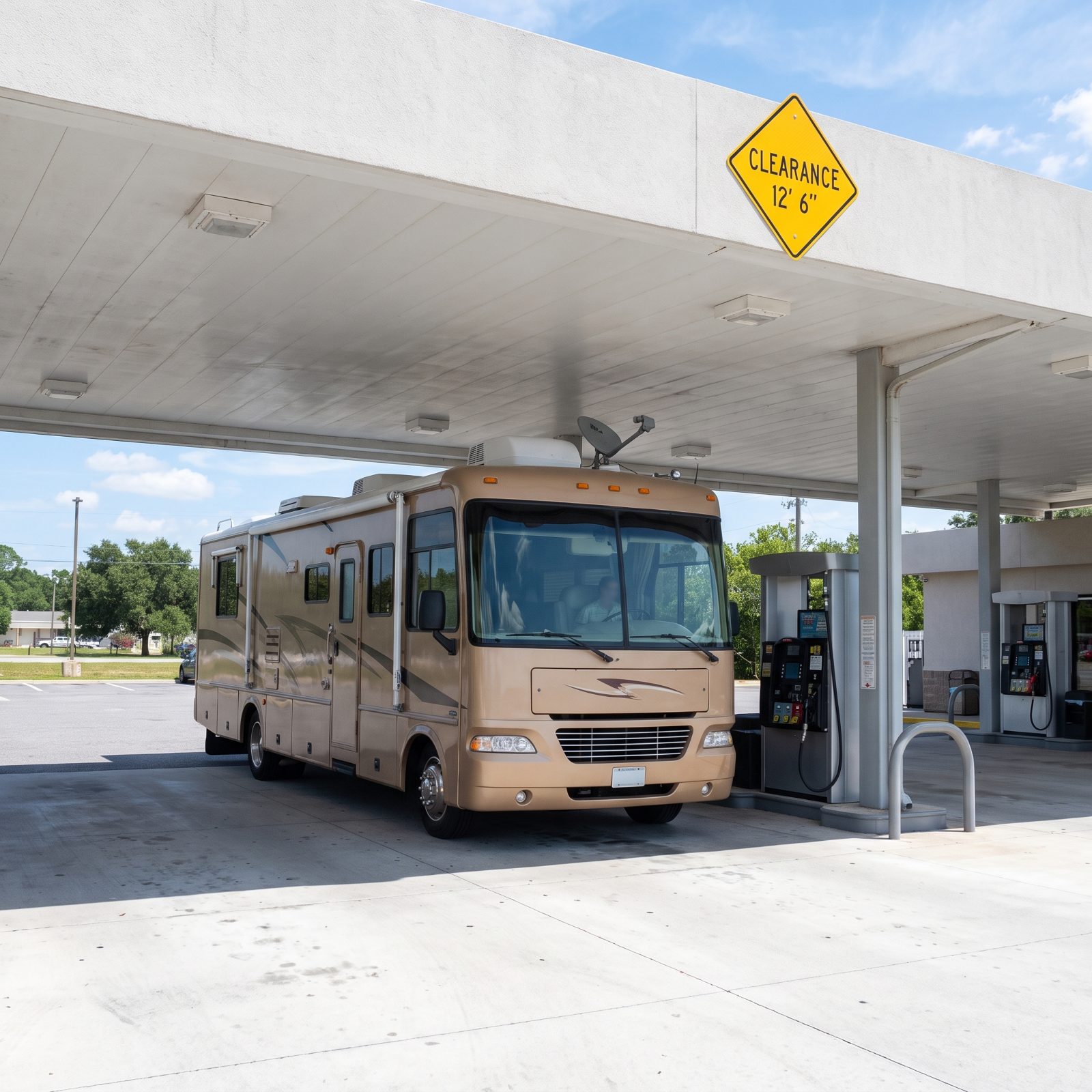 Fuel-Station Canopies Your Roof Equipment Won't Clear