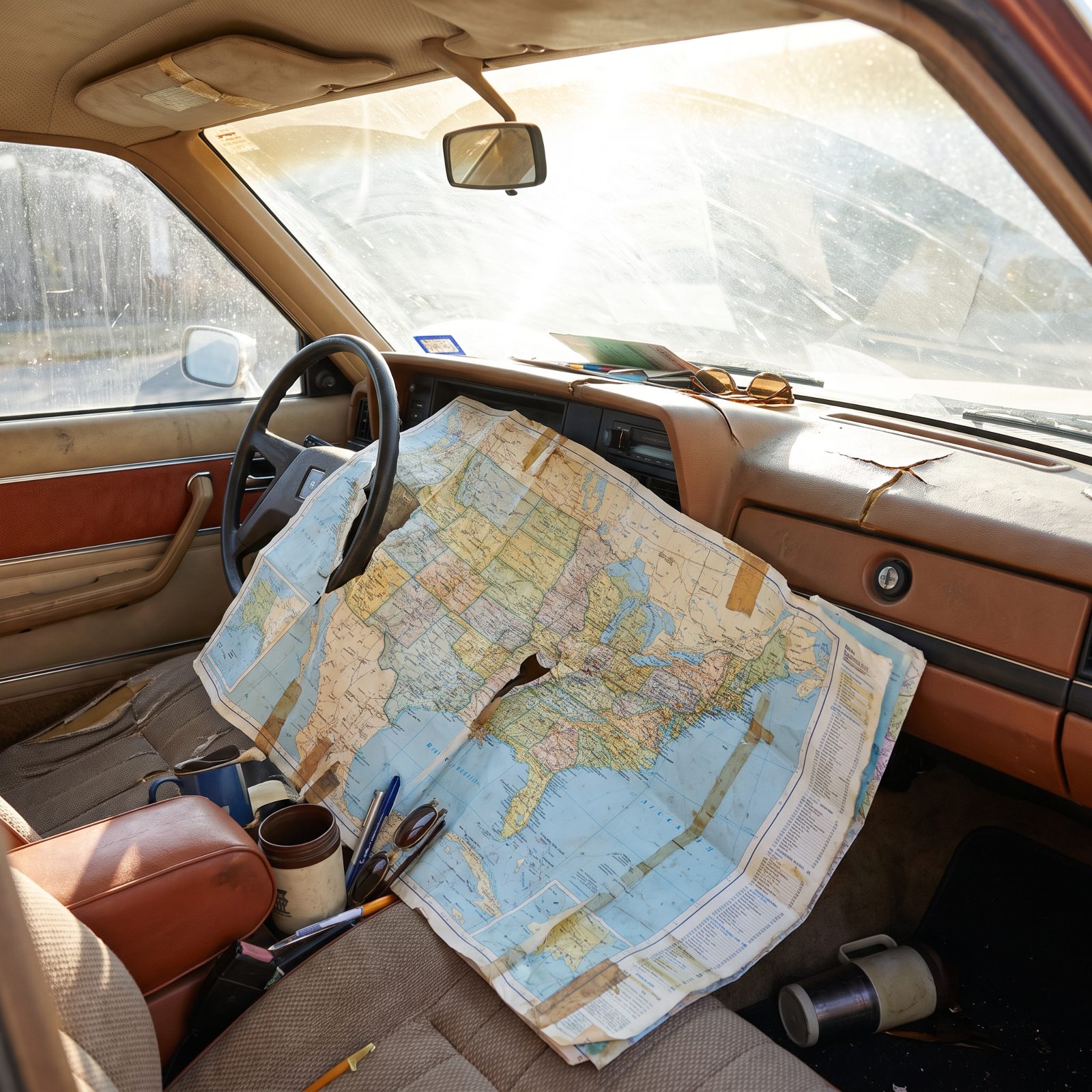 The Giant Rand McNally Road Atlas Spread Across the Dashboard