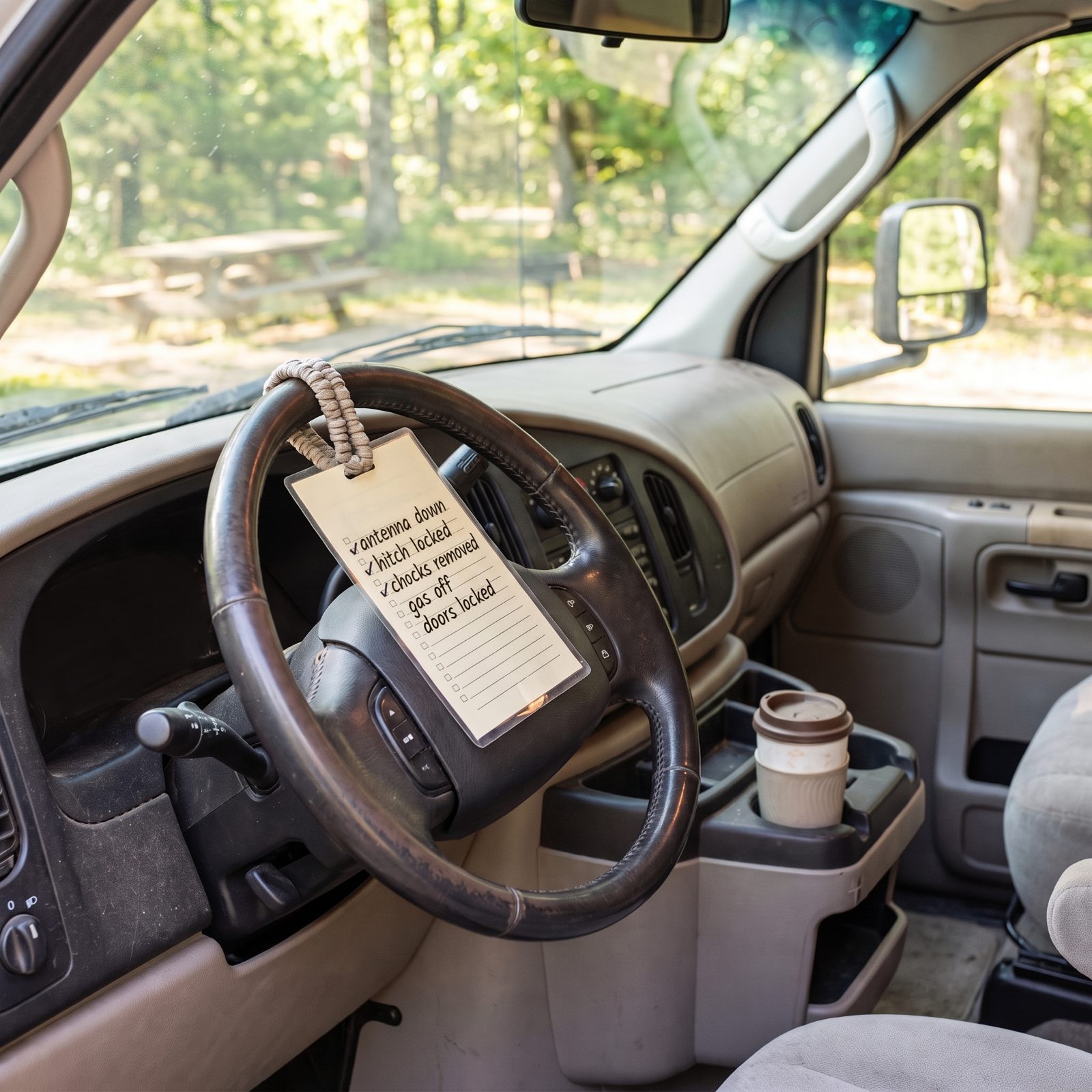 Hang the Departure Checklist on the Steering Wheel at Check-In