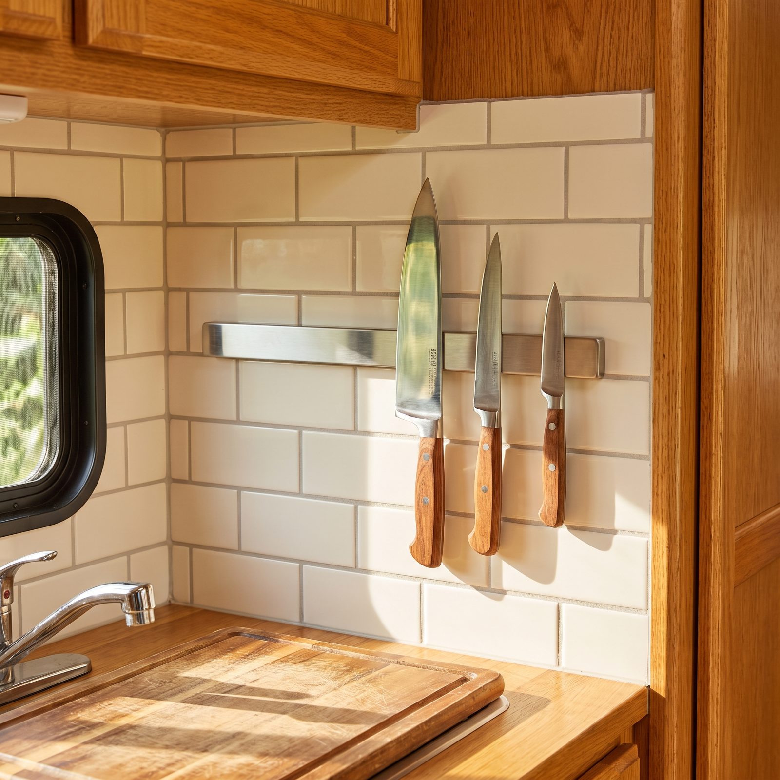 Hang a Slim Magnetic Knife Strip on the Backsplash