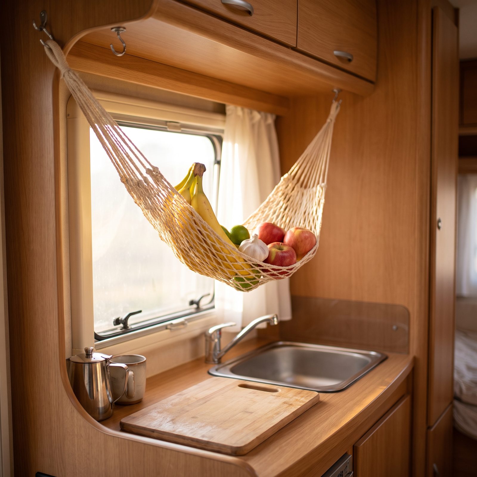 A Hanging Mesh Produce Hammock That Clears the Counter