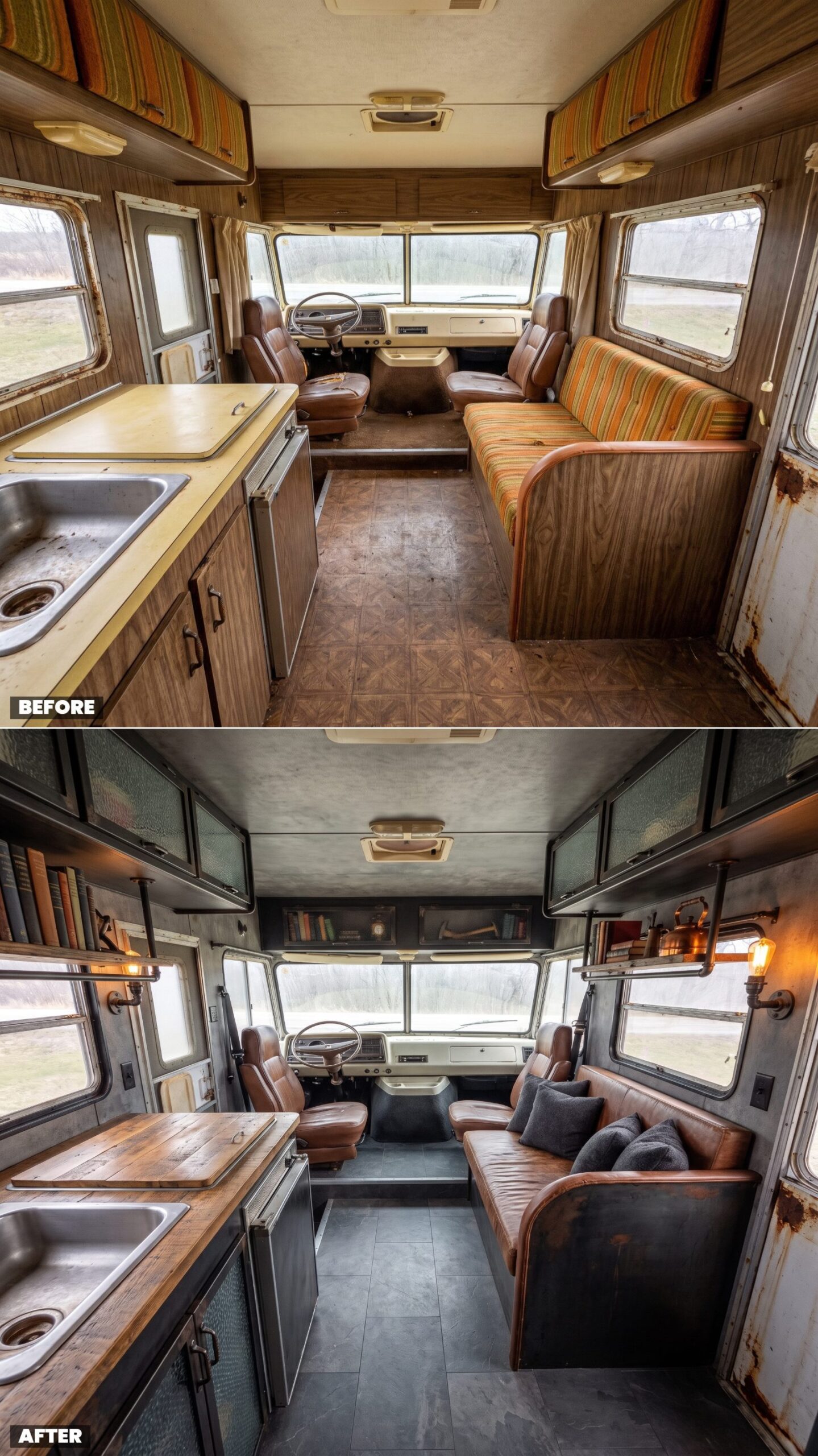 Industrial Loft on Wheels in Steel, Concrete, and Leather