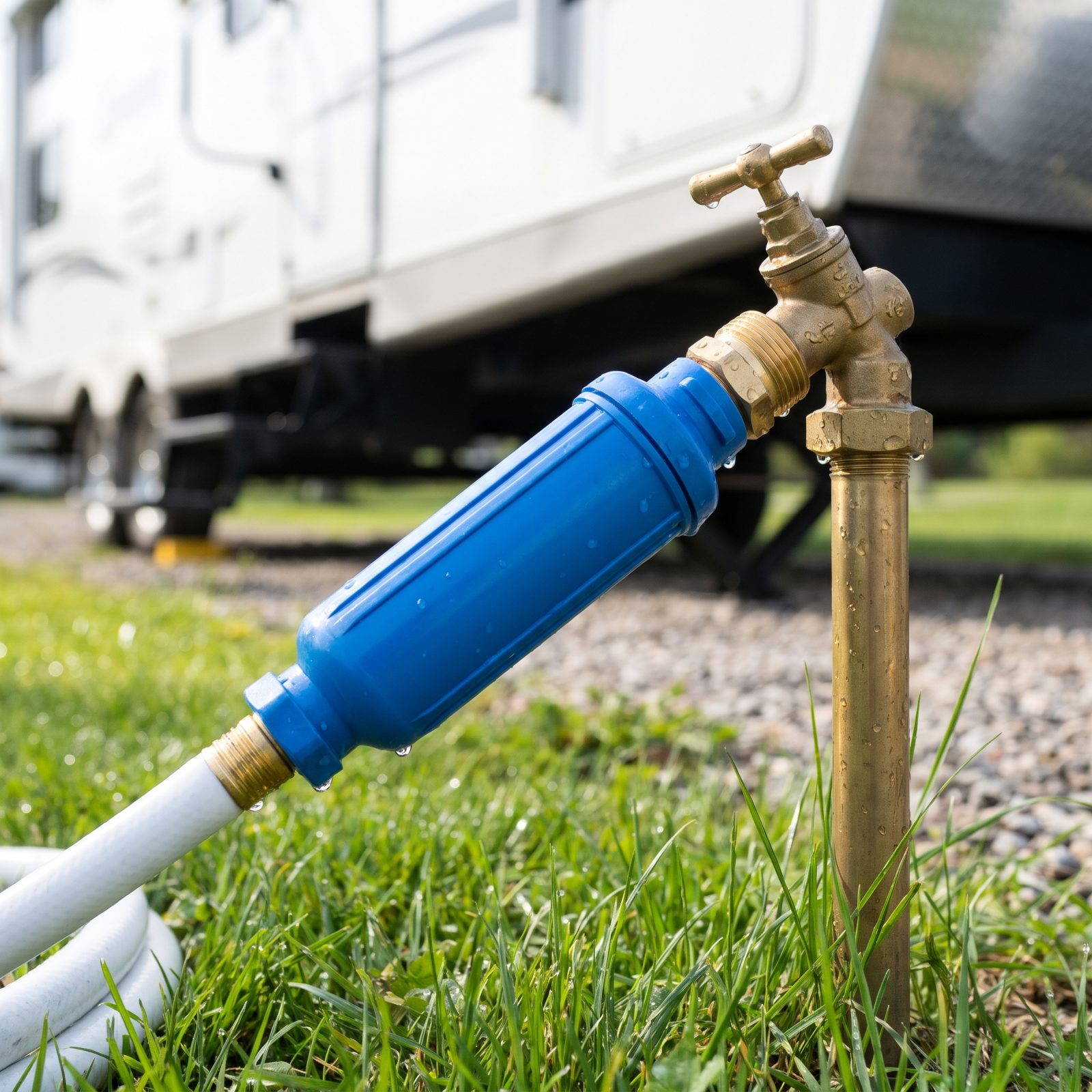 An Inline Water Filter Cartridge at the Hose