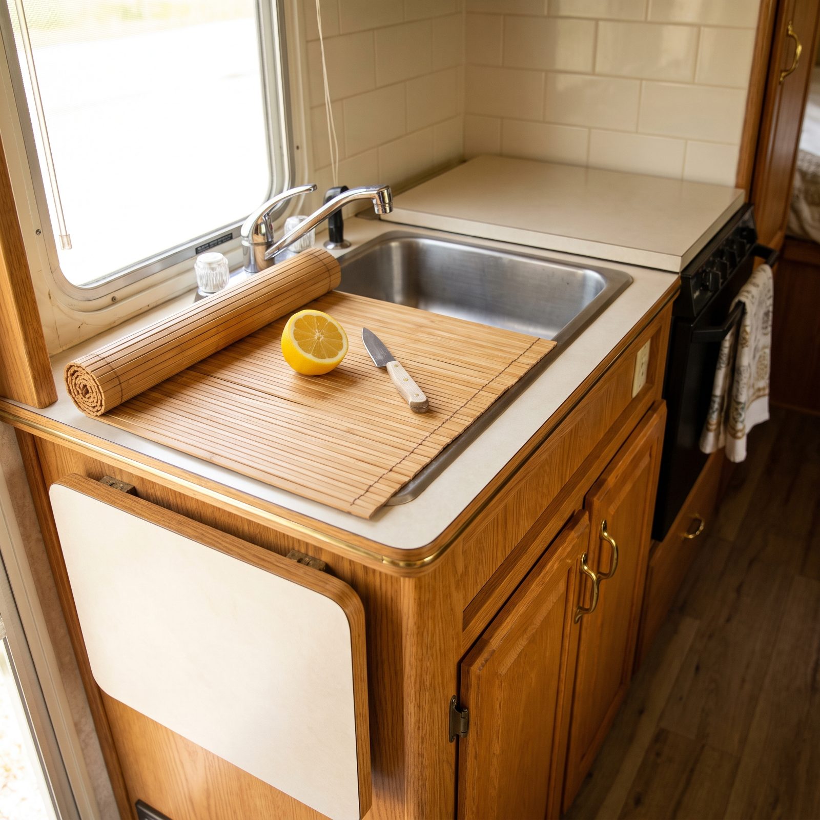 Install a Roll-Up Sink Cover That Doubles as Counter Space