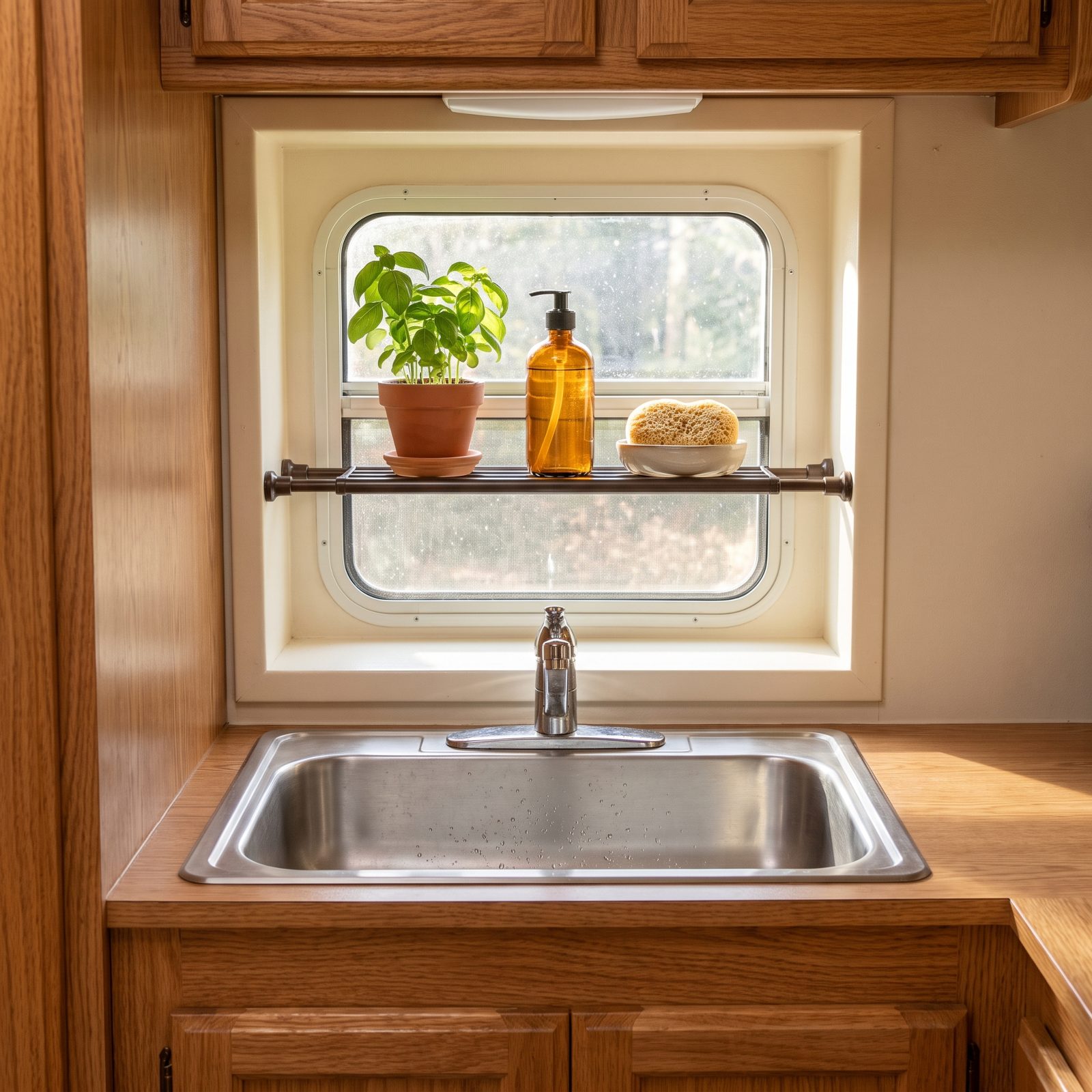 Install a Tension-Rod Shelf Above the Sink