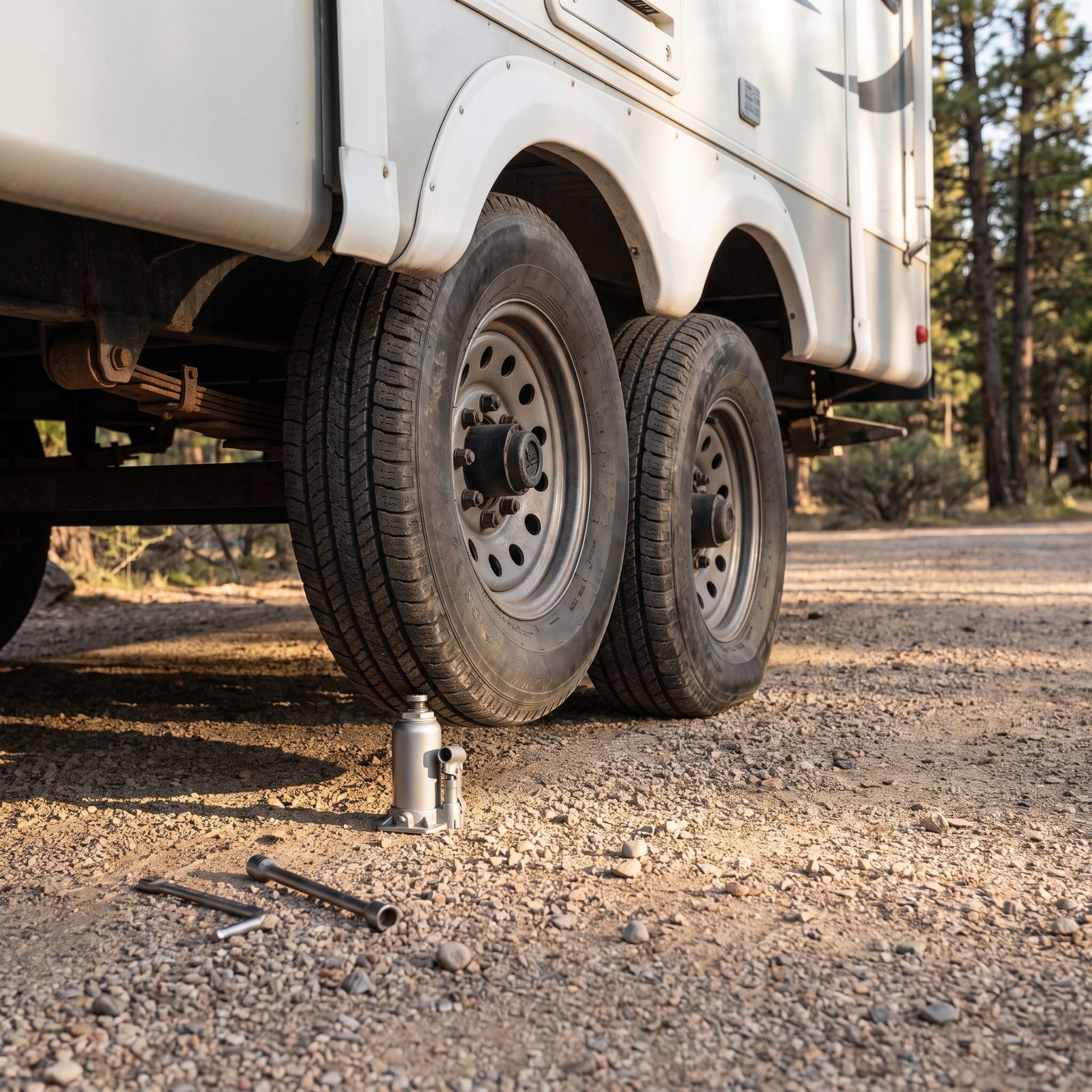 Jacking Up Only One Tire in a Dual-Wheel Pair Overloads Its Partner