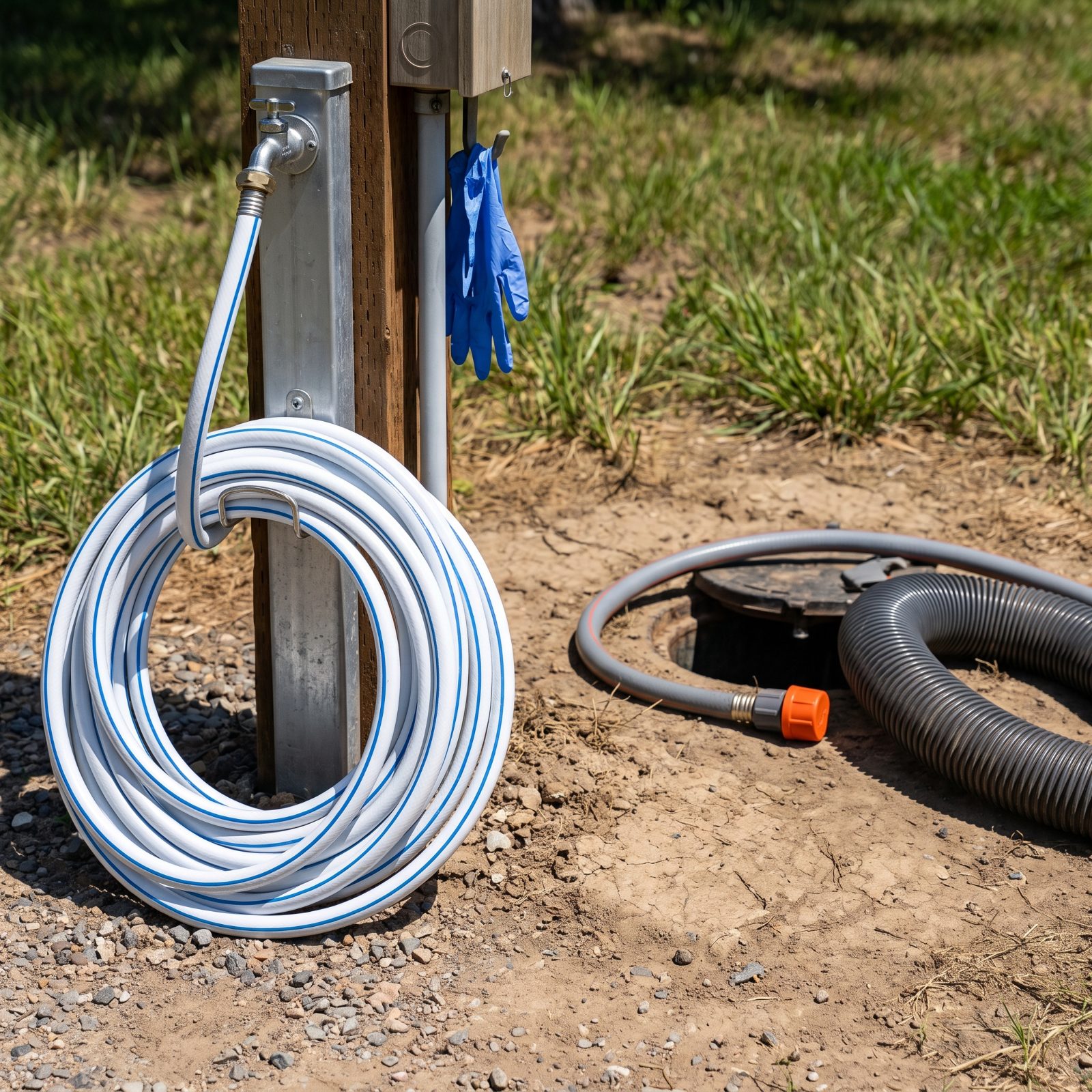 Keep Sewer-Rinse Hoses Away From Potable-Water Spigots