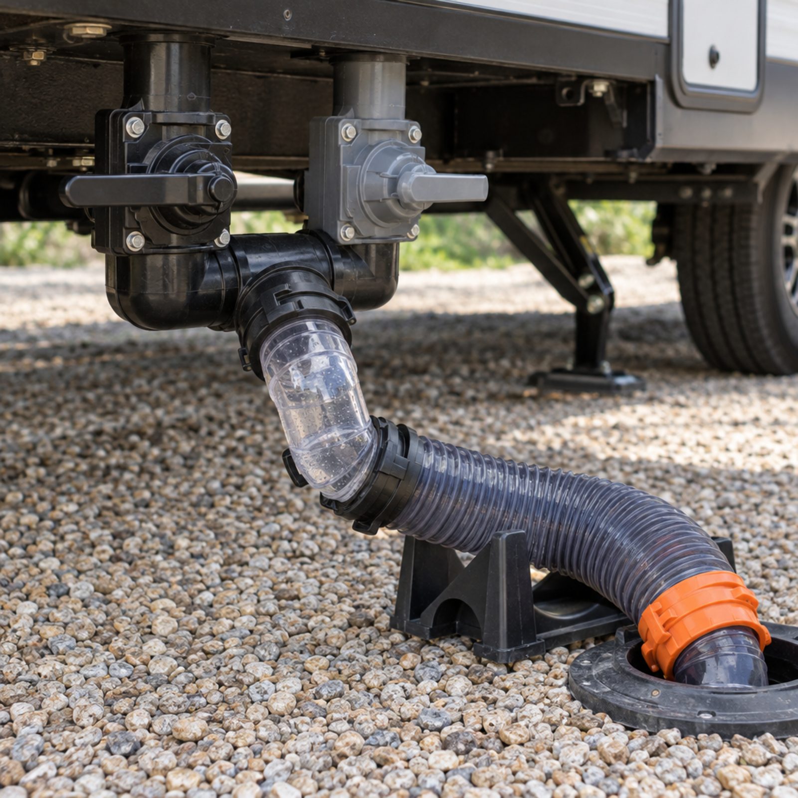 Leaving the Black-Tank Valve Open on a Full Hookup