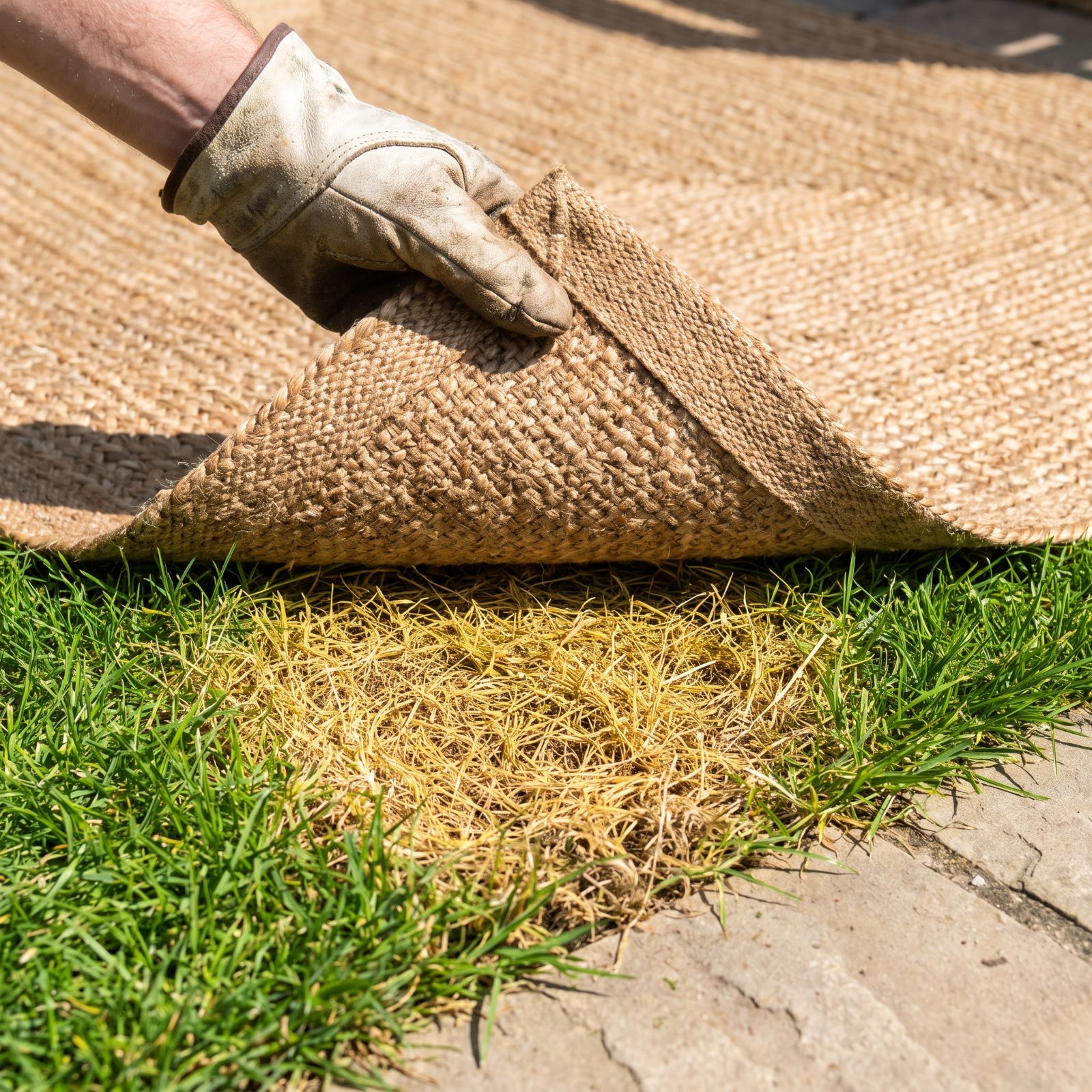 Leaving a Solid Outdoor Rug Down Until the Grass Underneath Dies