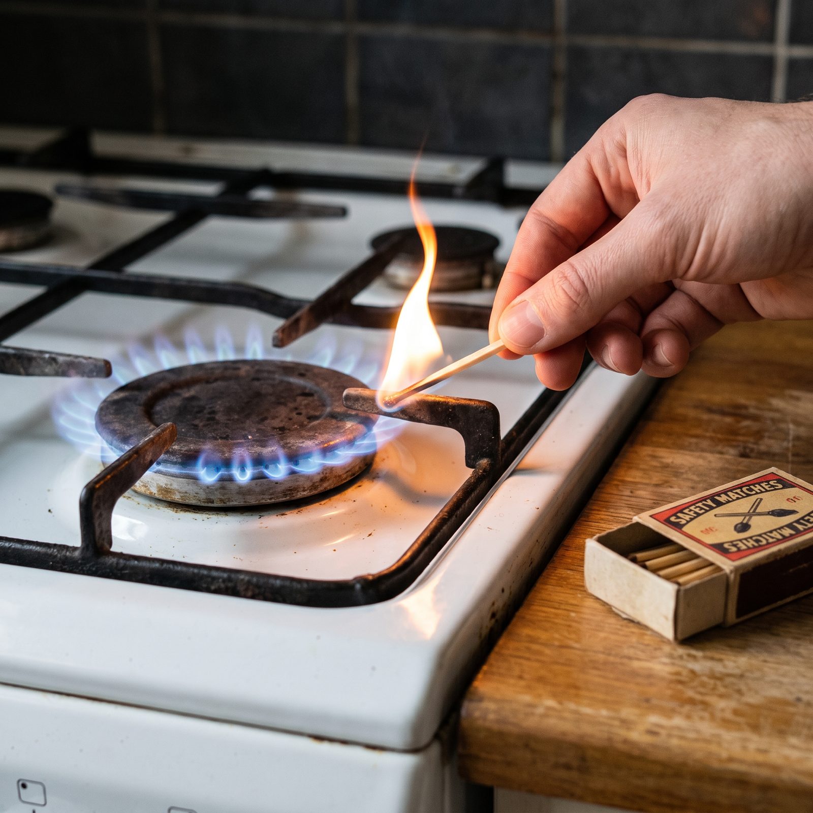 Lighting the Stove Burners With a Match