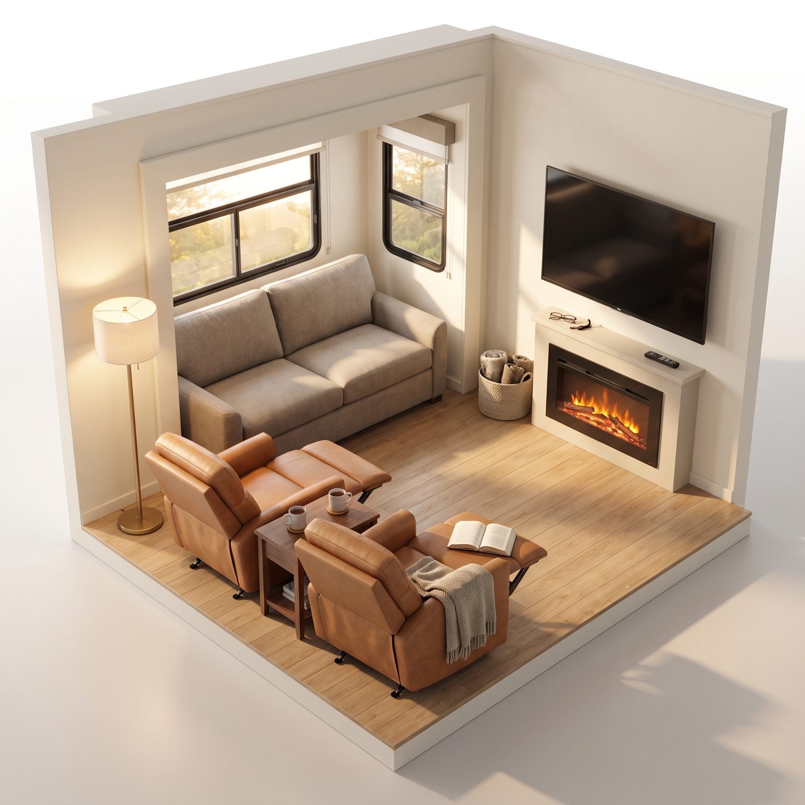 The Living Room With a Sofa Plus Two Real Residential Recliners