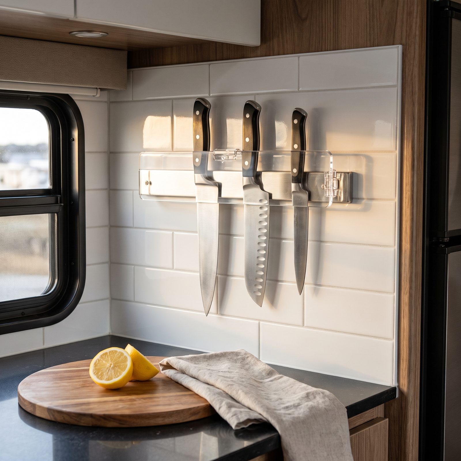 A Locking Magnetic Knife Strip Made for Moving Vehicles