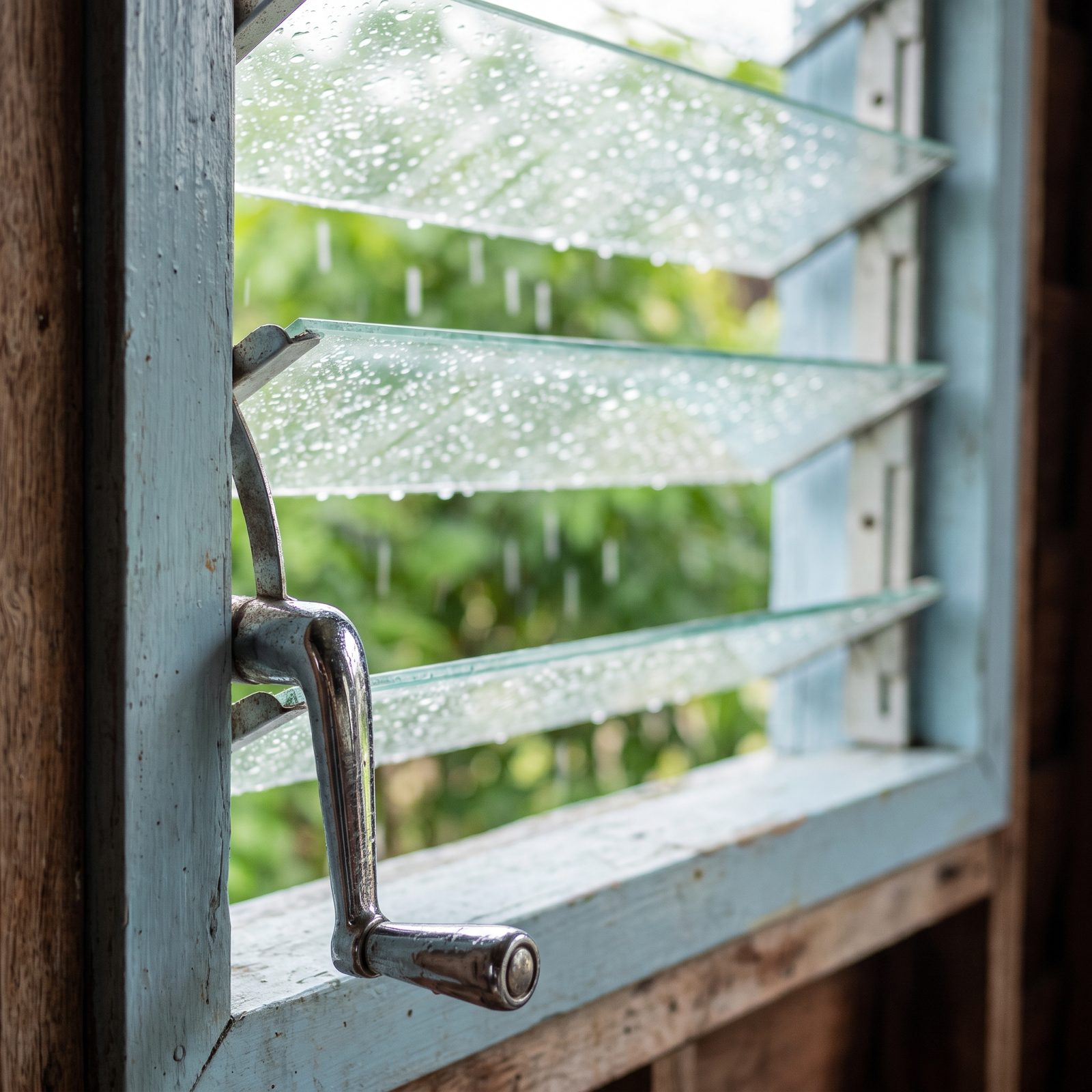 Louvered Windows That Stayed Open During Light Rain