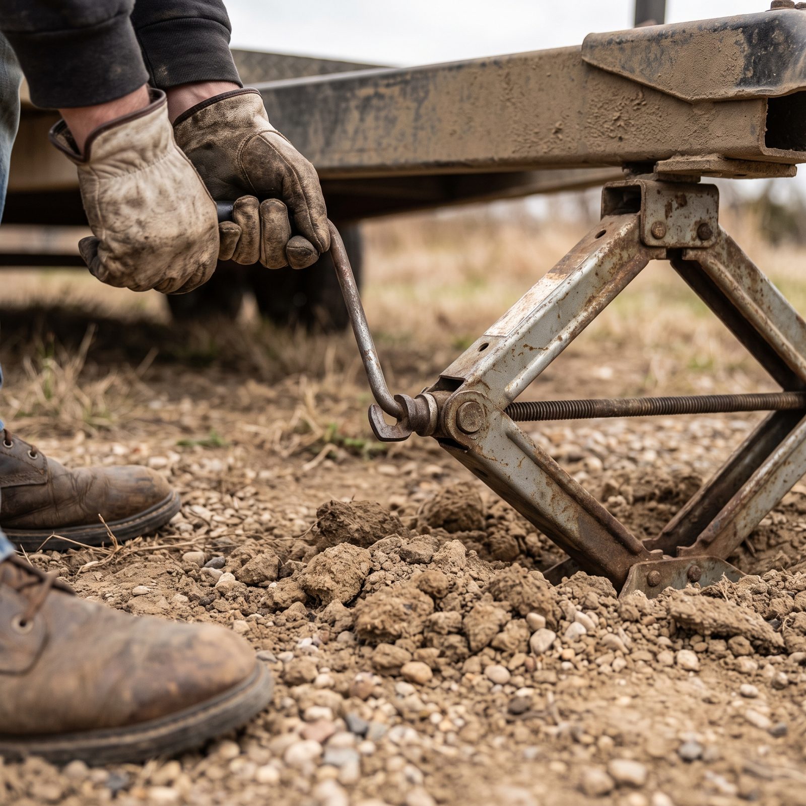 Manual Leveling Jacks With a Hand Crank