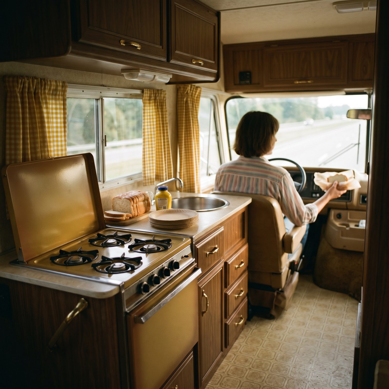 Mom Passing Sandwiches From the Galley