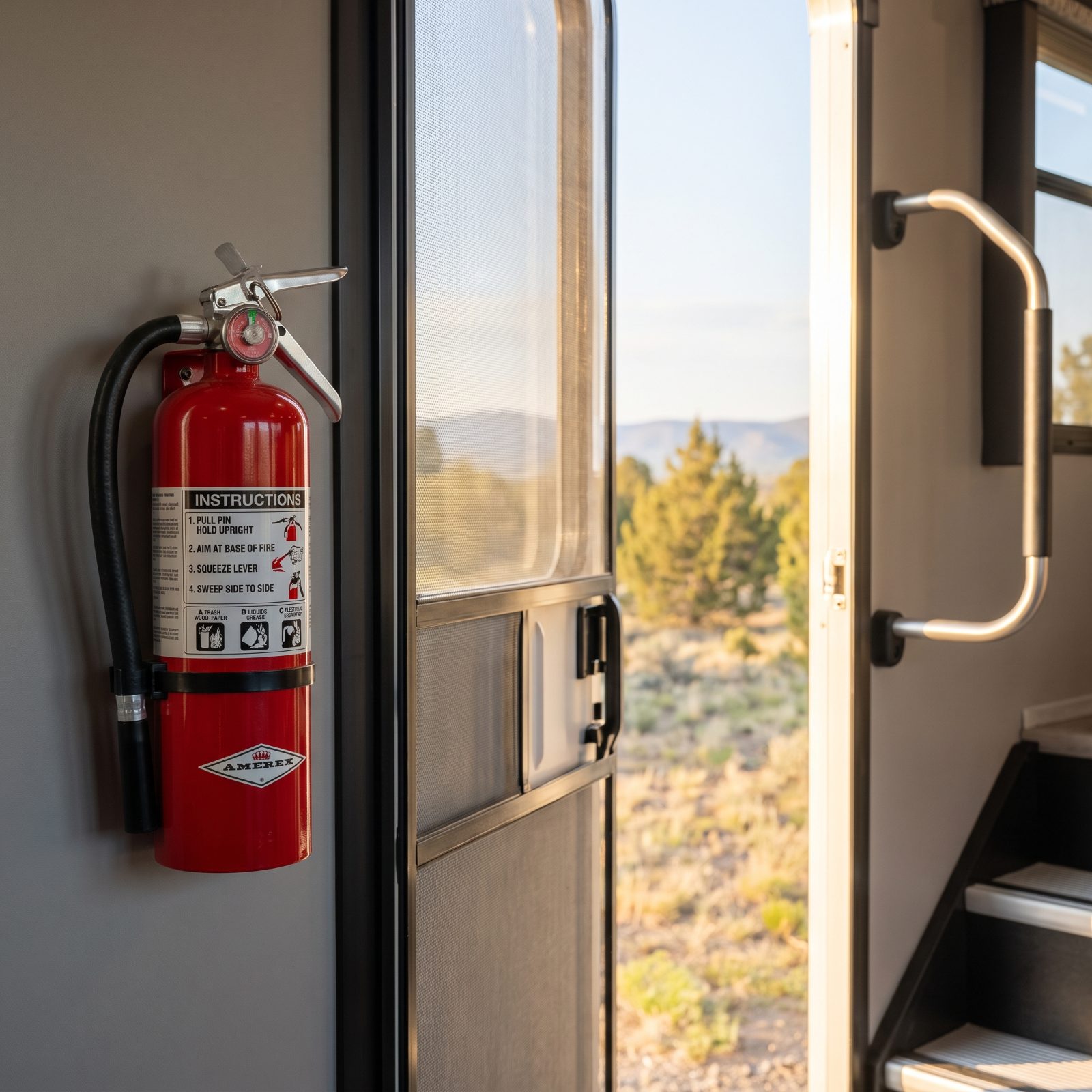 Mount a Charged Fire Extinguisher Within Reach of the Main Exit