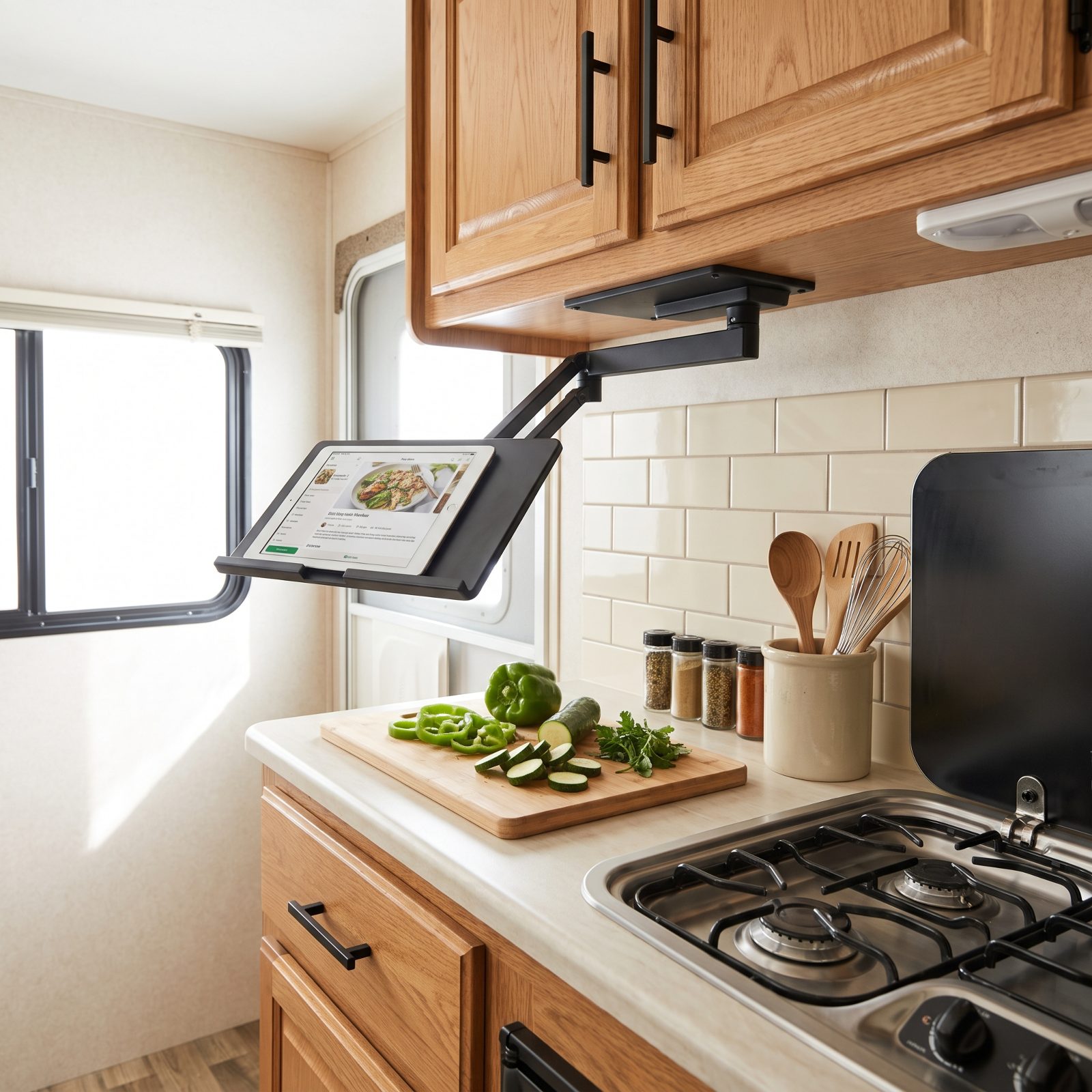 Mount a Fold-Flat Tablet Holder for Recipes