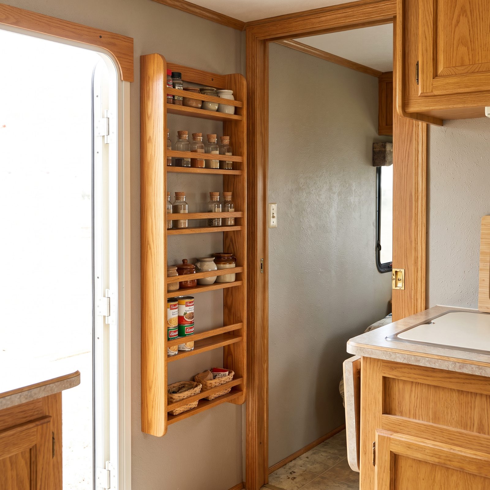 Mount a Slim Pantry Rack on the Entry-Side Wall
