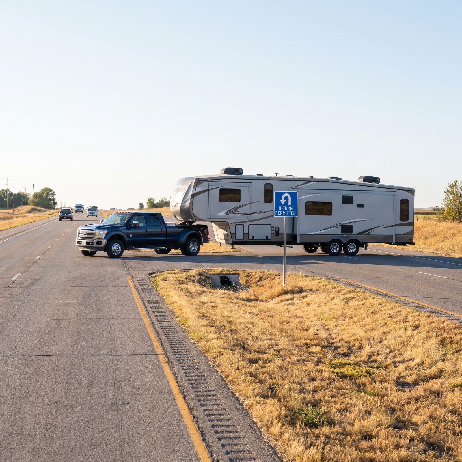 Narrow Median U-Turn Openings That Strand the Trailer Across Traffic