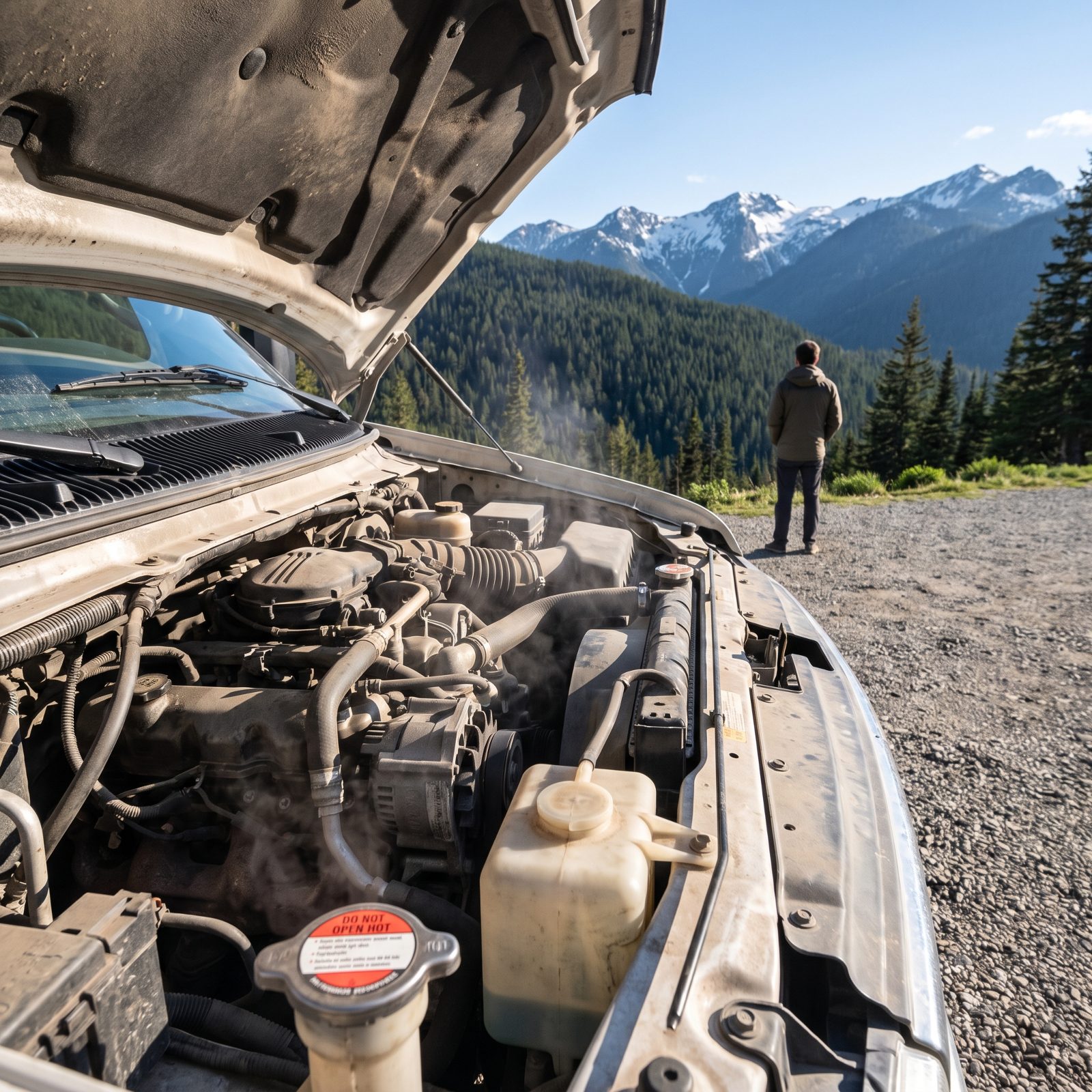 Never Remove a Hot Radiator Cap at a Mountain Pullout