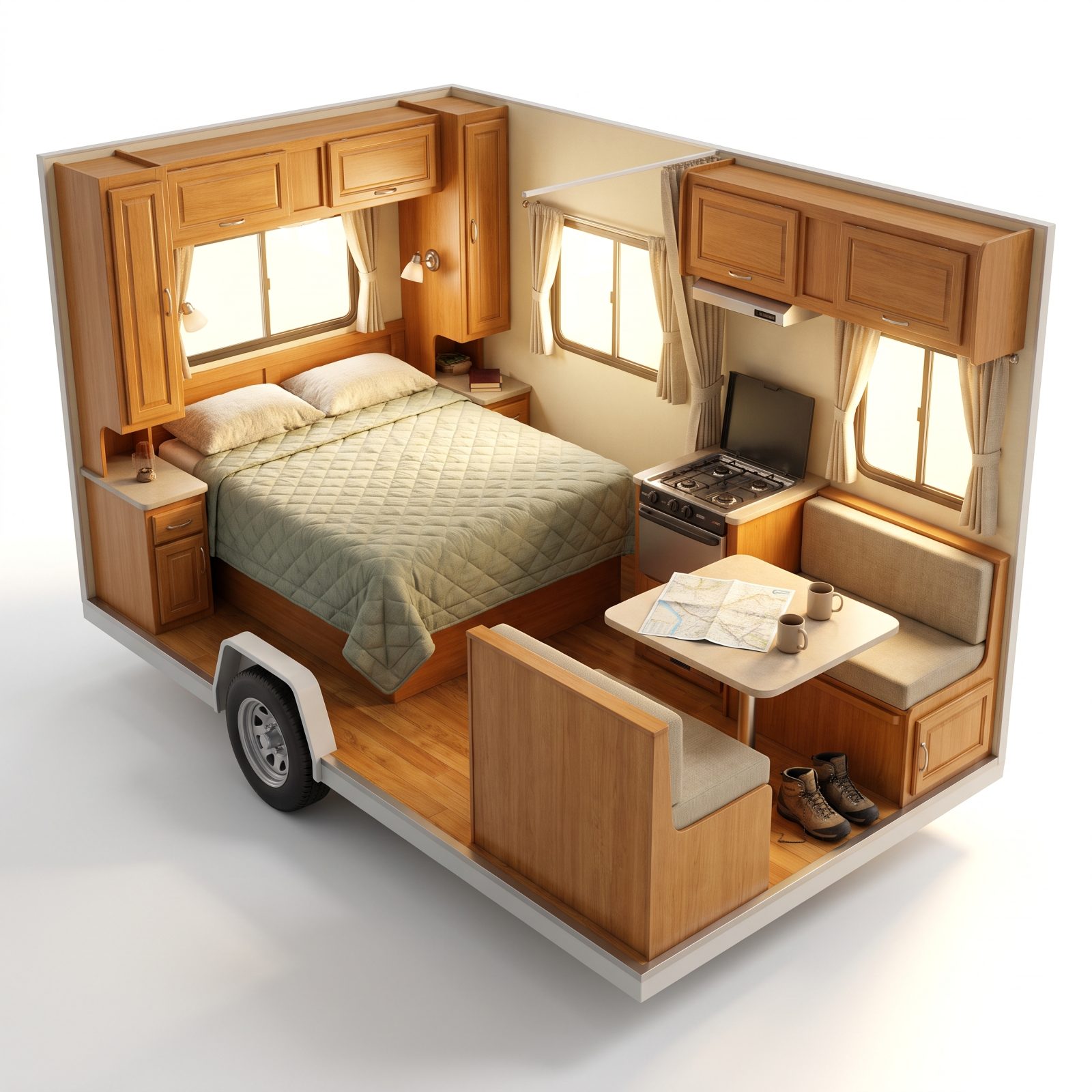 The No-Slide Travel Trailer With a Permanent Walkaround Bed