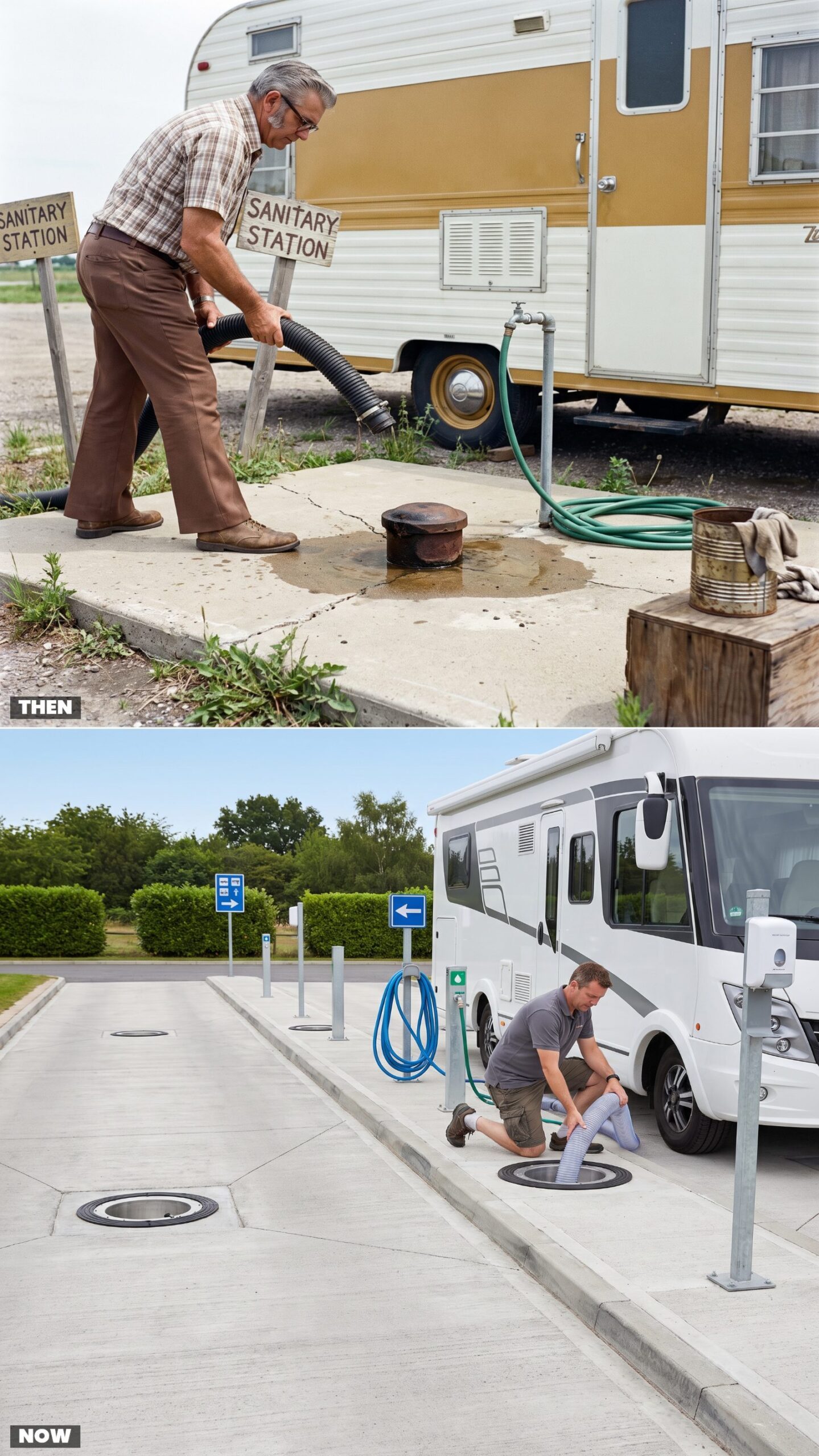 The Open Concrete Dump Point vs. Today's Sanitary Multi-Lane Dump Station