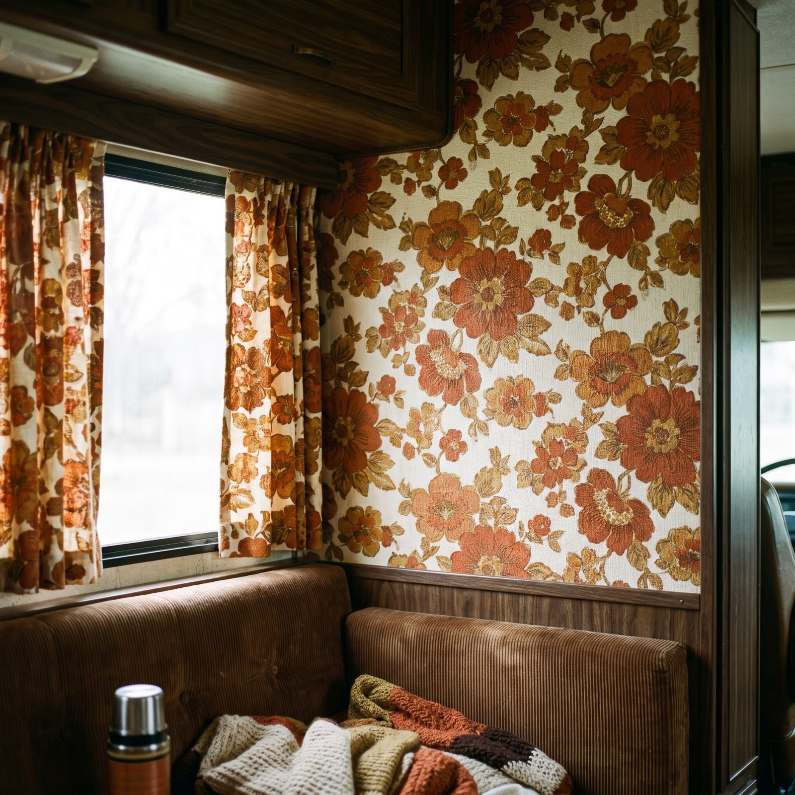 Orange-and-Brown Floral Wallpaper