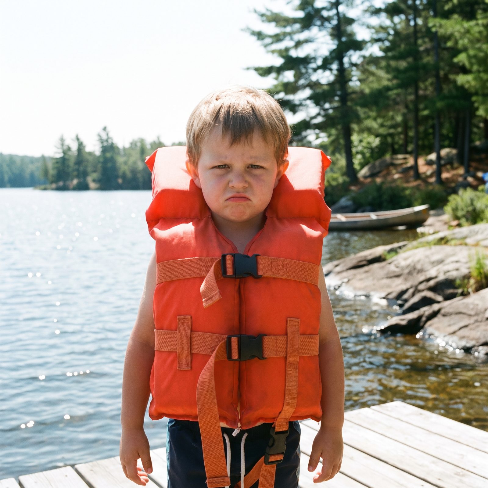 Orange Horse-Collar Life Jackets with Webbing Straps