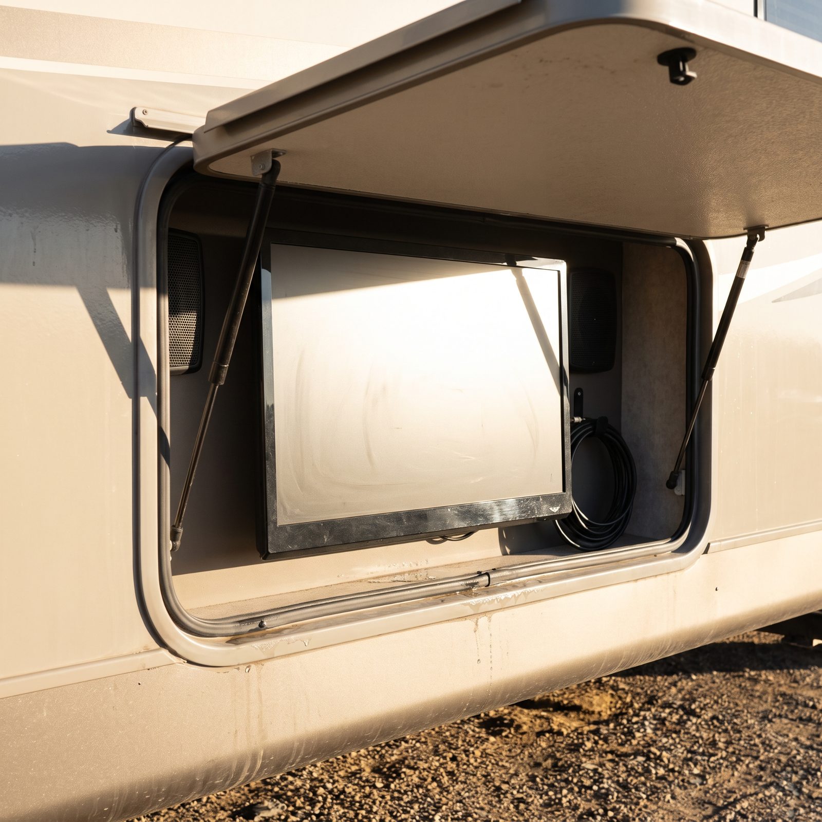 The Outdoor TV That Lives Behind a Gasketed Hatch and Still Hates Its Life