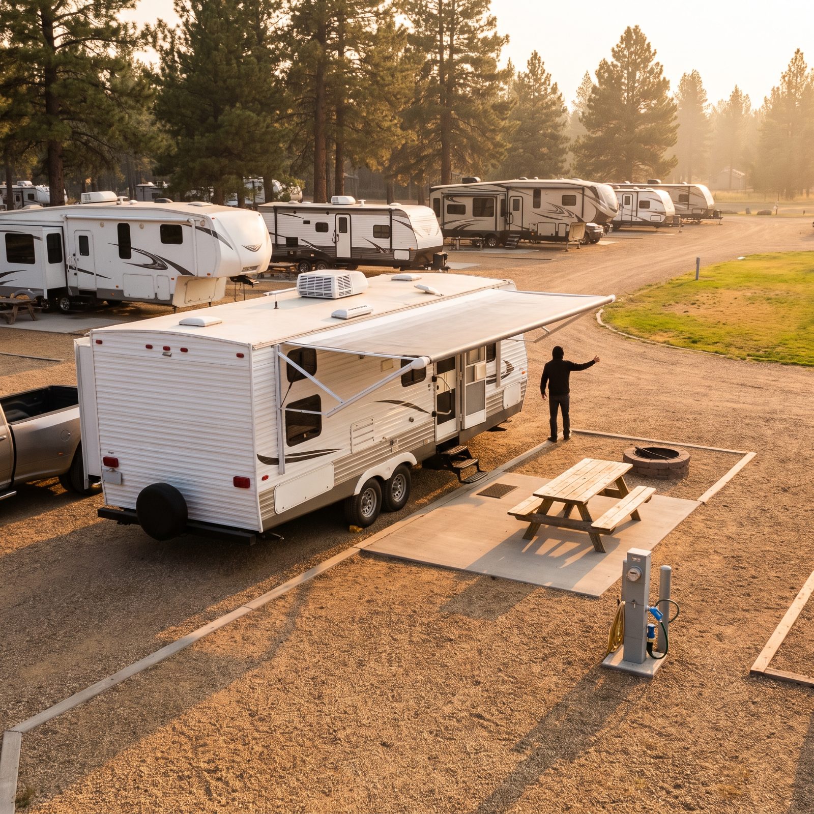 Park the RV in the Campground's Intended Orientation