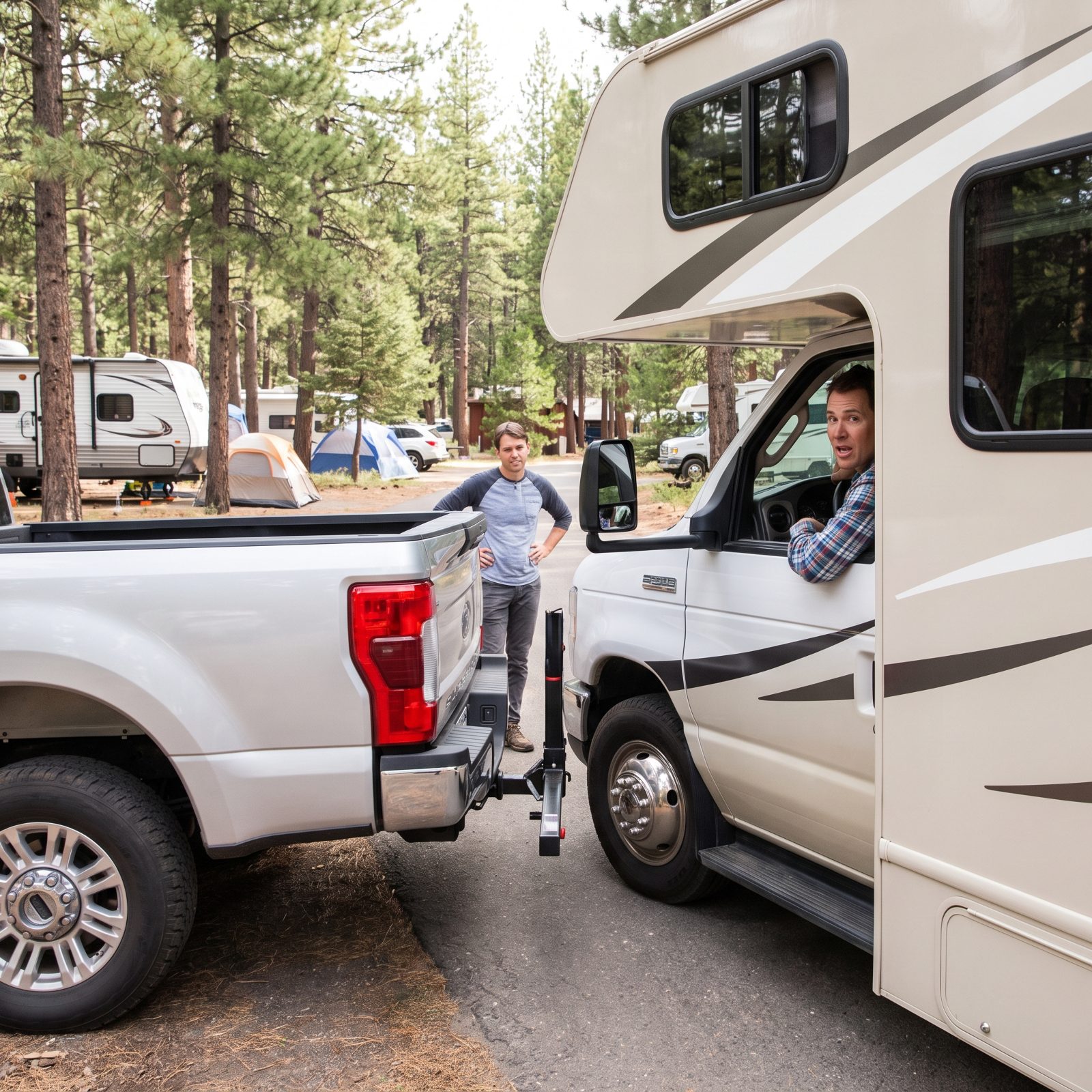 Parking Your Tow Vehicle Halfway Into the Campground Road