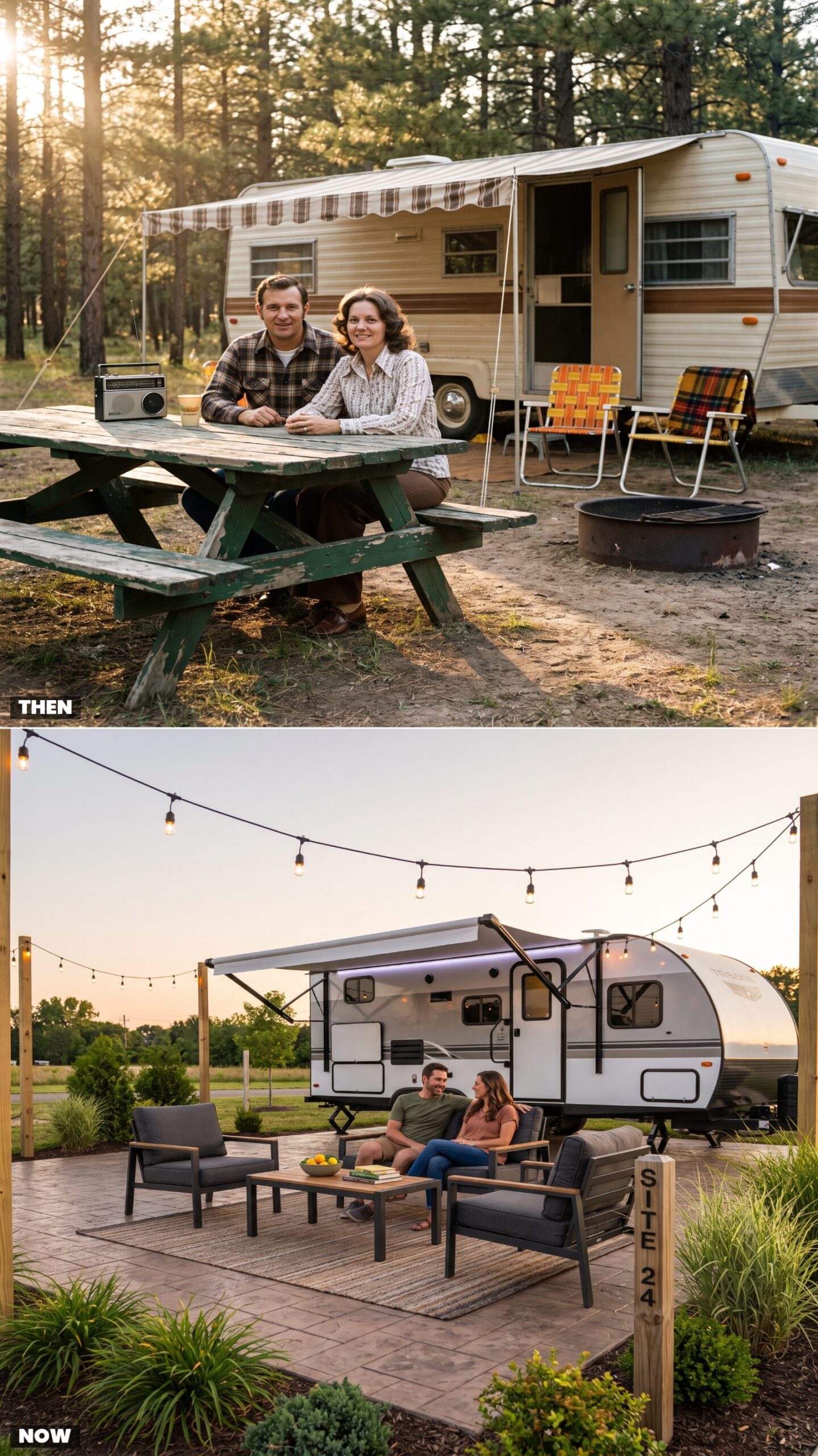 The Picnic Table on Bare Dirt vs. Today's Furnished Patio Site