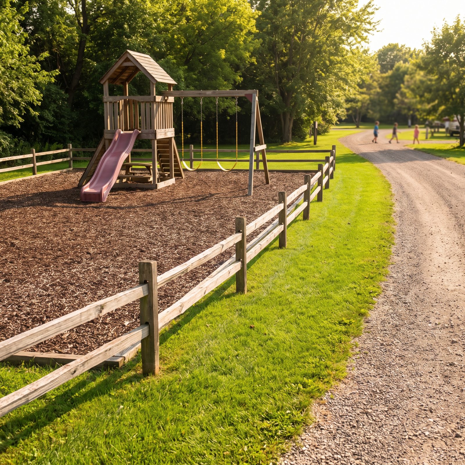 The Playground Is Separated From Moving RVs