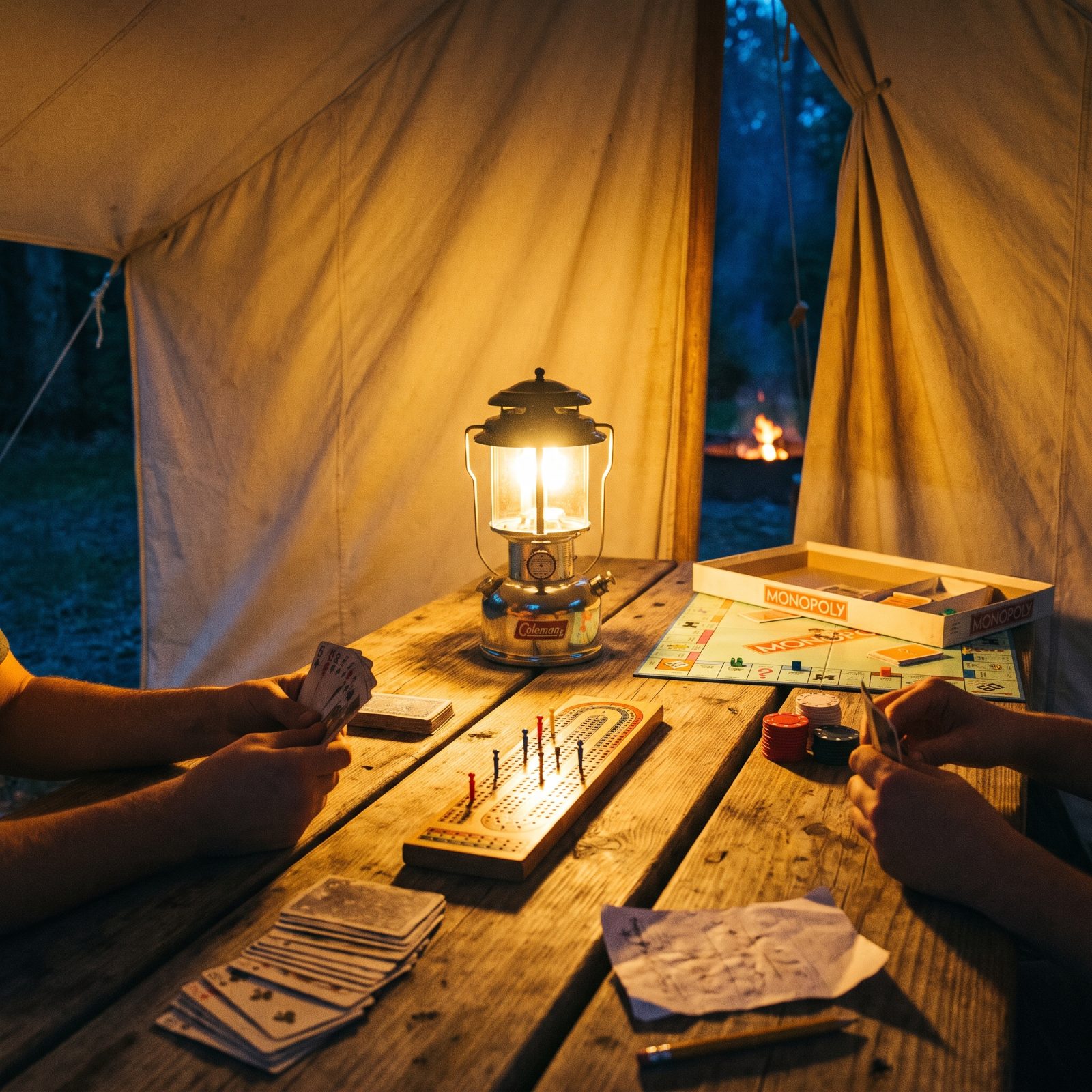 Playing Cards and Board Games by Lantern Light