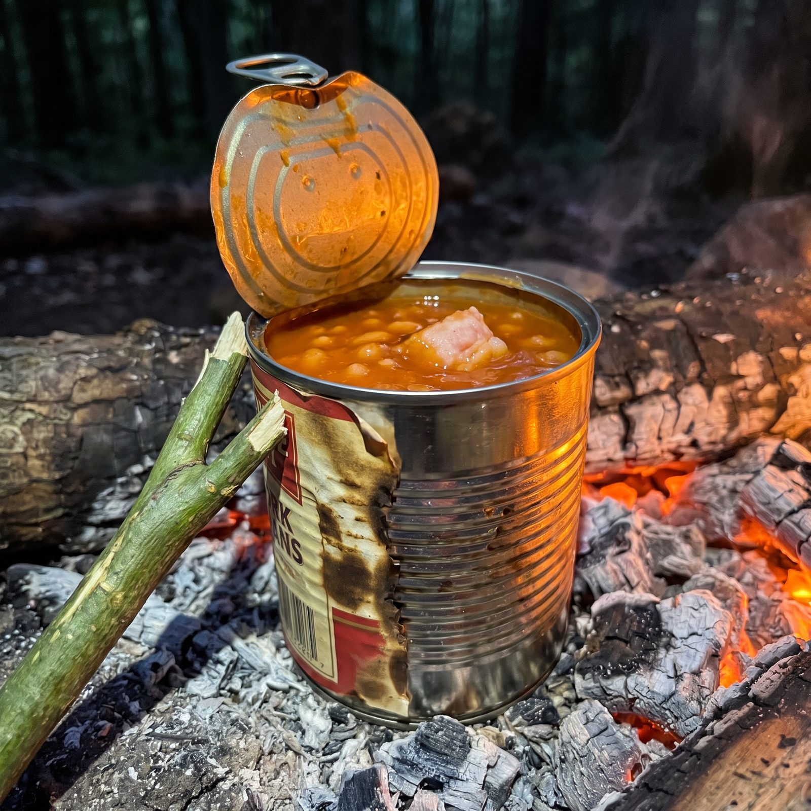 Pork and Beans Heated Right in the Can