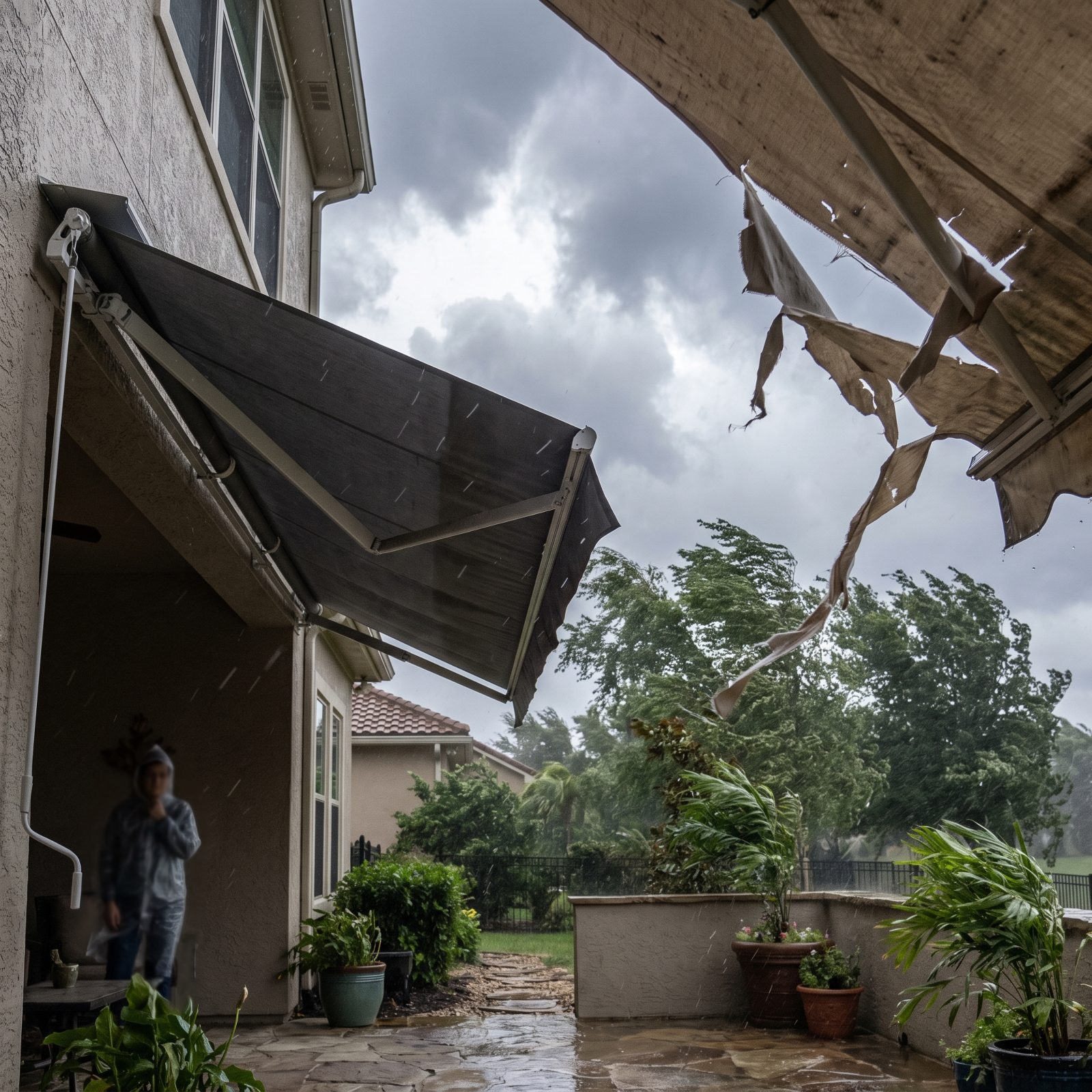 A Power Awning That Retracts Itself in Wind and Rain