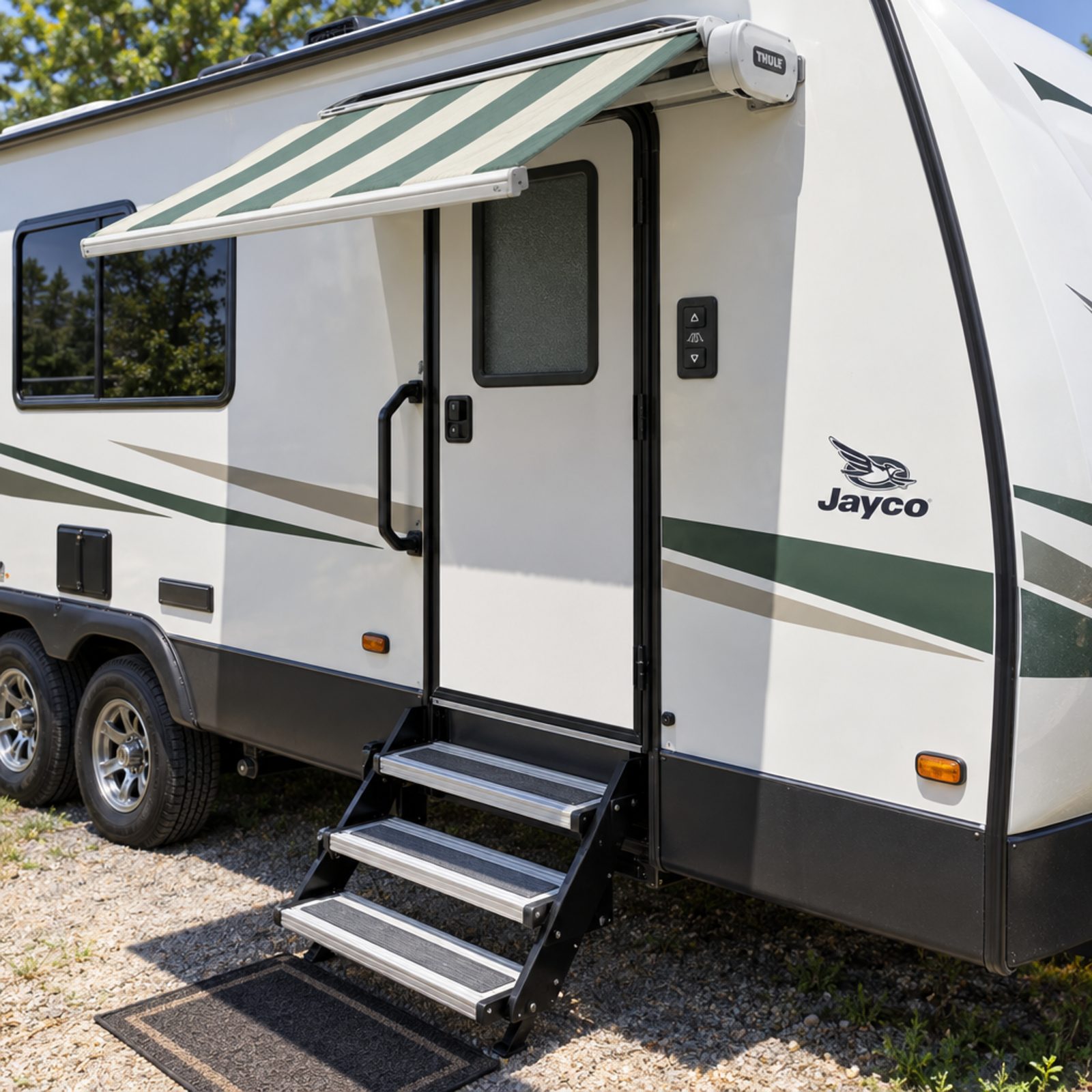 Powered Entry-Door Awnings That Add a Motor to Shade a Doormat