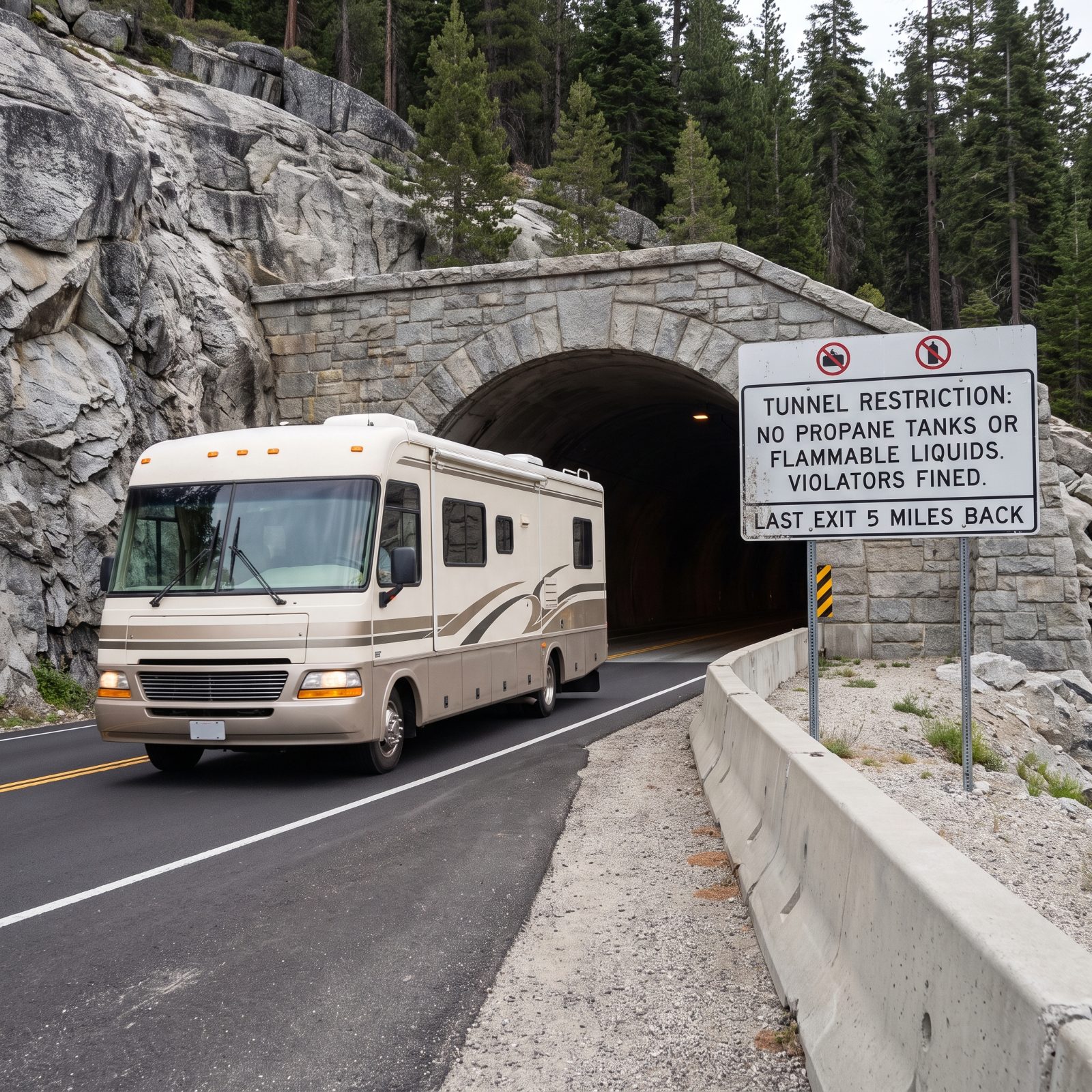 Propane-Restricted Tunnels That Spring the Rule at the Last Sign